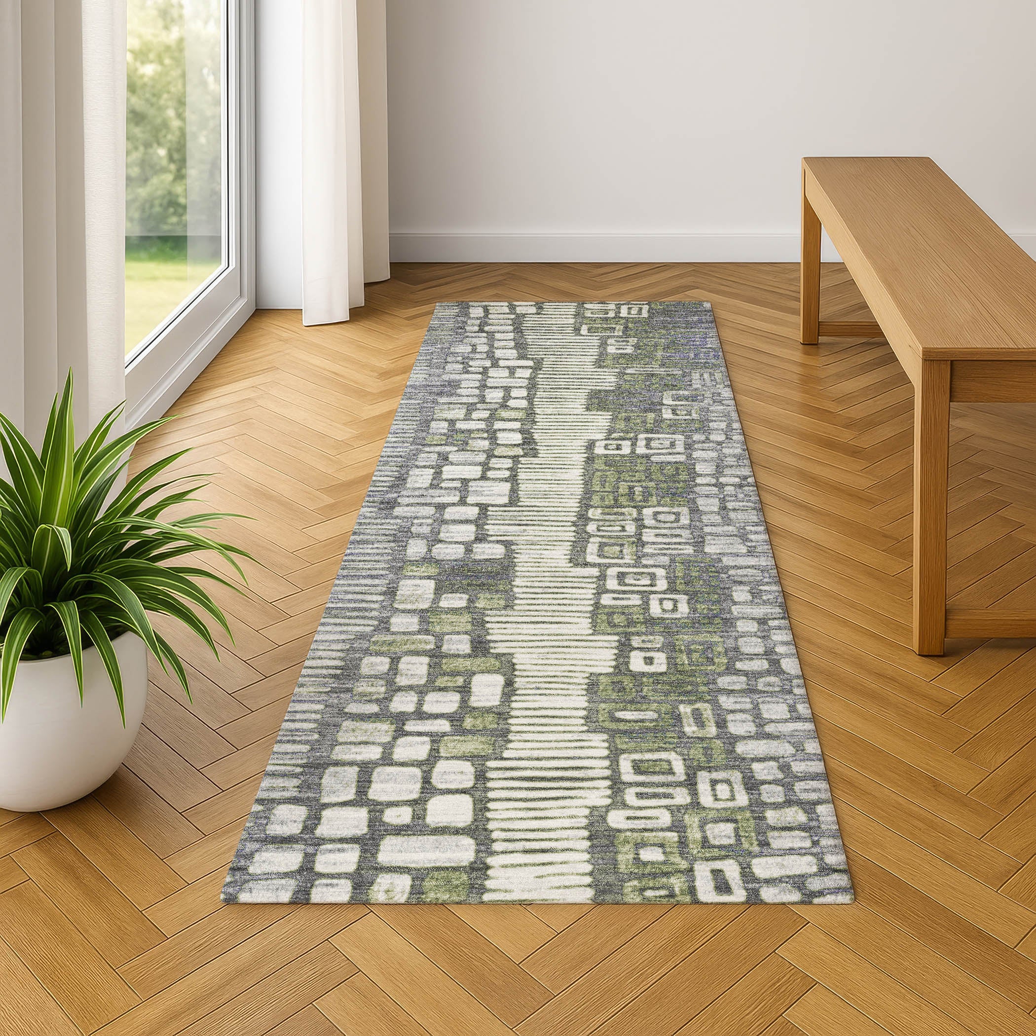 Cartagena Machine Washable Transitional Purple Rug 2'3" x 7'6" #shape_Runner