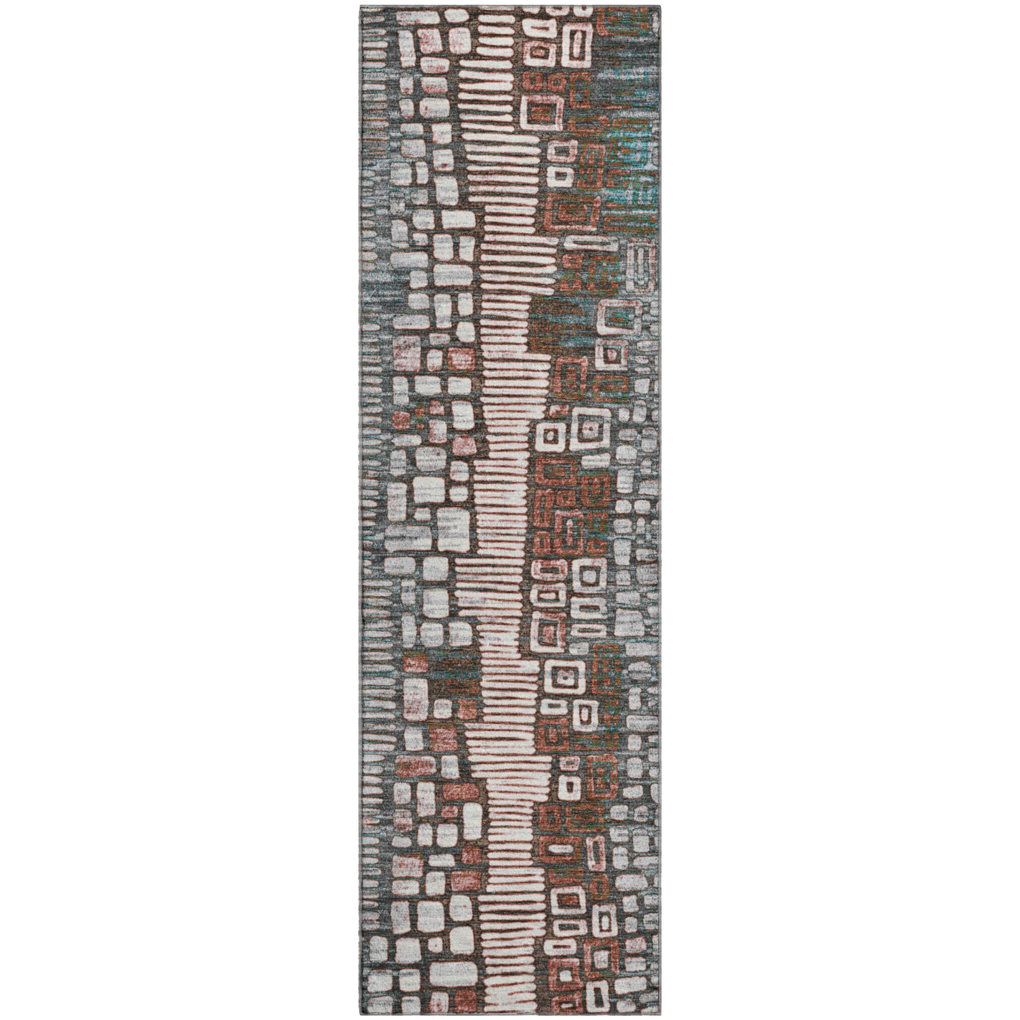Cartagena Machine Washable Transitional Teal Rug 2'3" x 7'6" #shape_Runner