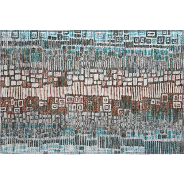 Cartagena Machine Washable Transitional Teal Rug 1'8" x 2'6"