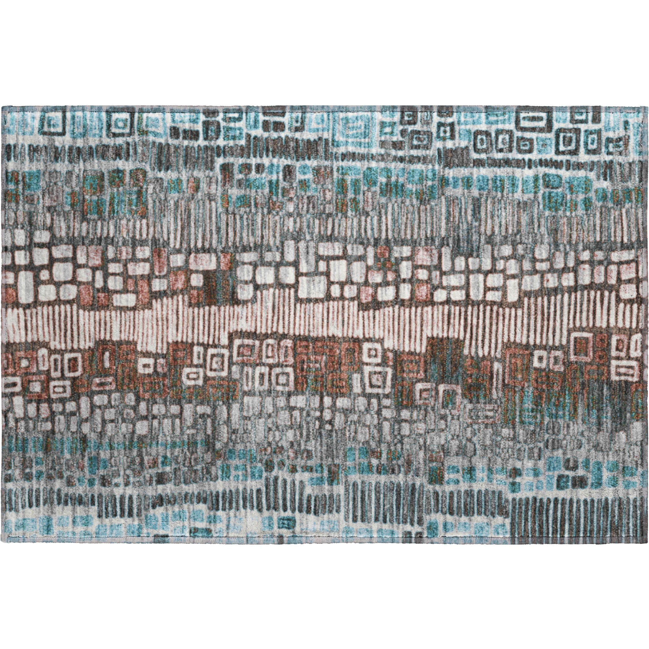 Cartagena Machine Washable Transitional Teal Rug 1'8" x 2'6" #shape_Rectangle