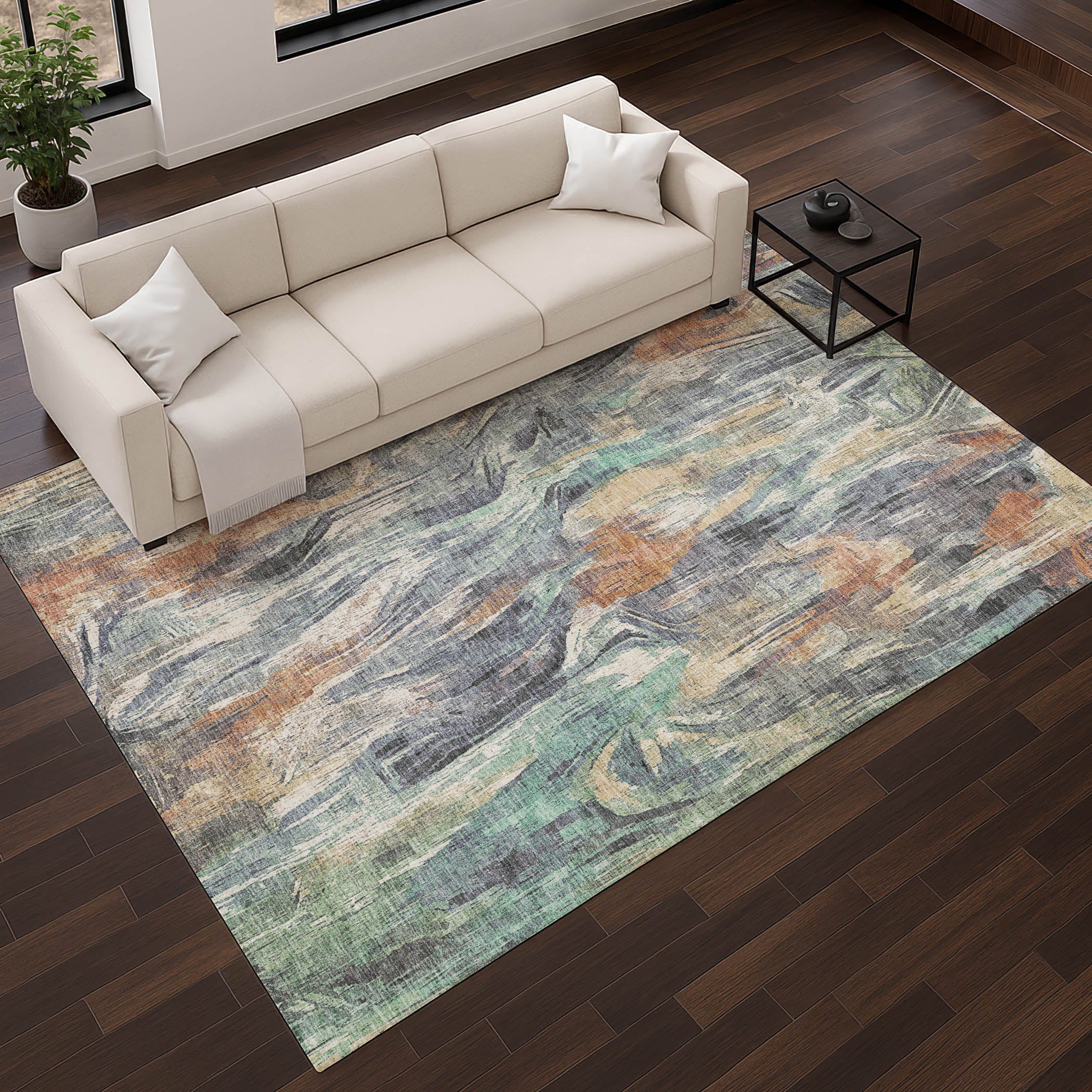 Lisbon Machine Washable Transitional Copper Orange Rug 2'6" x 3'10" #shape_Rectangle