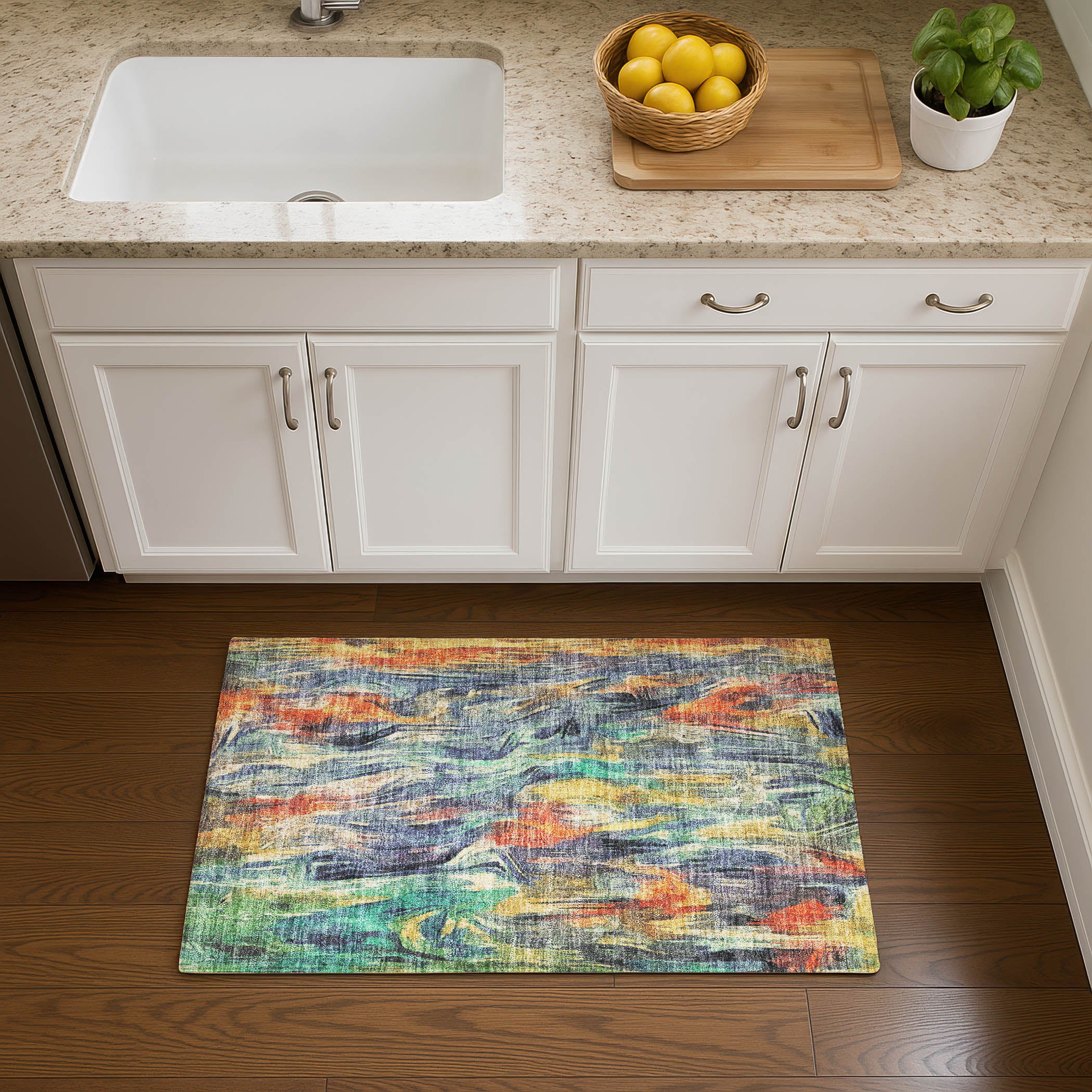 Lisbon Machine Washable Transitional Denim Blue Rug 1'8" x 2'6" #shape_Rectangle