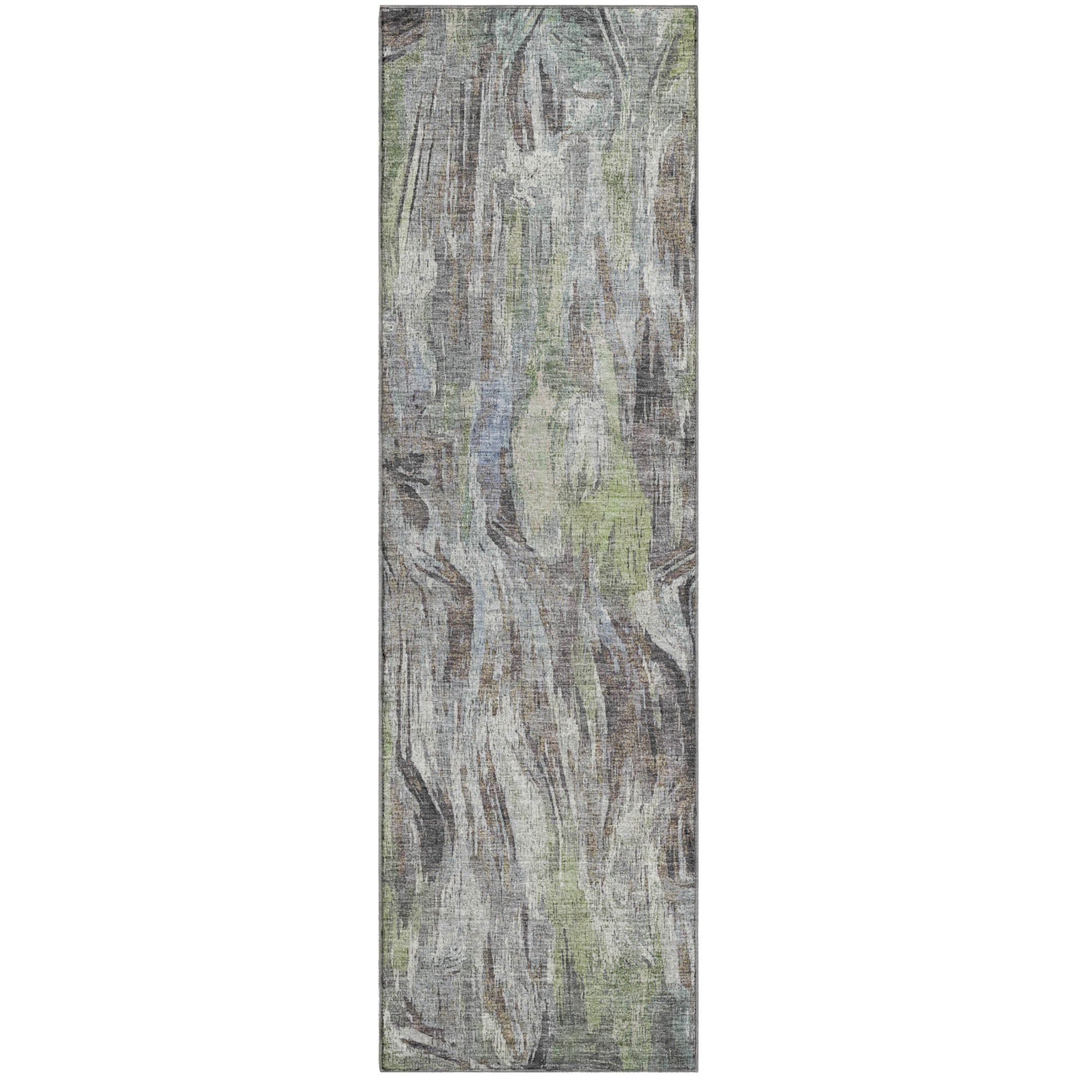 Lisbon Machine Washable Transitional Fern Green Rug 2'3" x 7'6" #shape_Runner