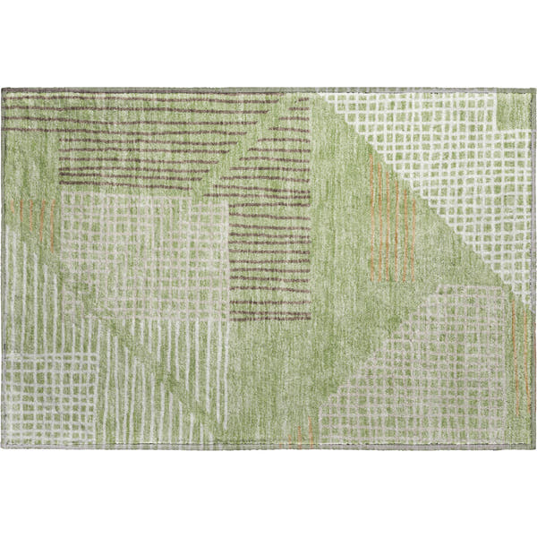 Split Machine Washable Transitional Aloe Green Rug 1'8" x 2'6"