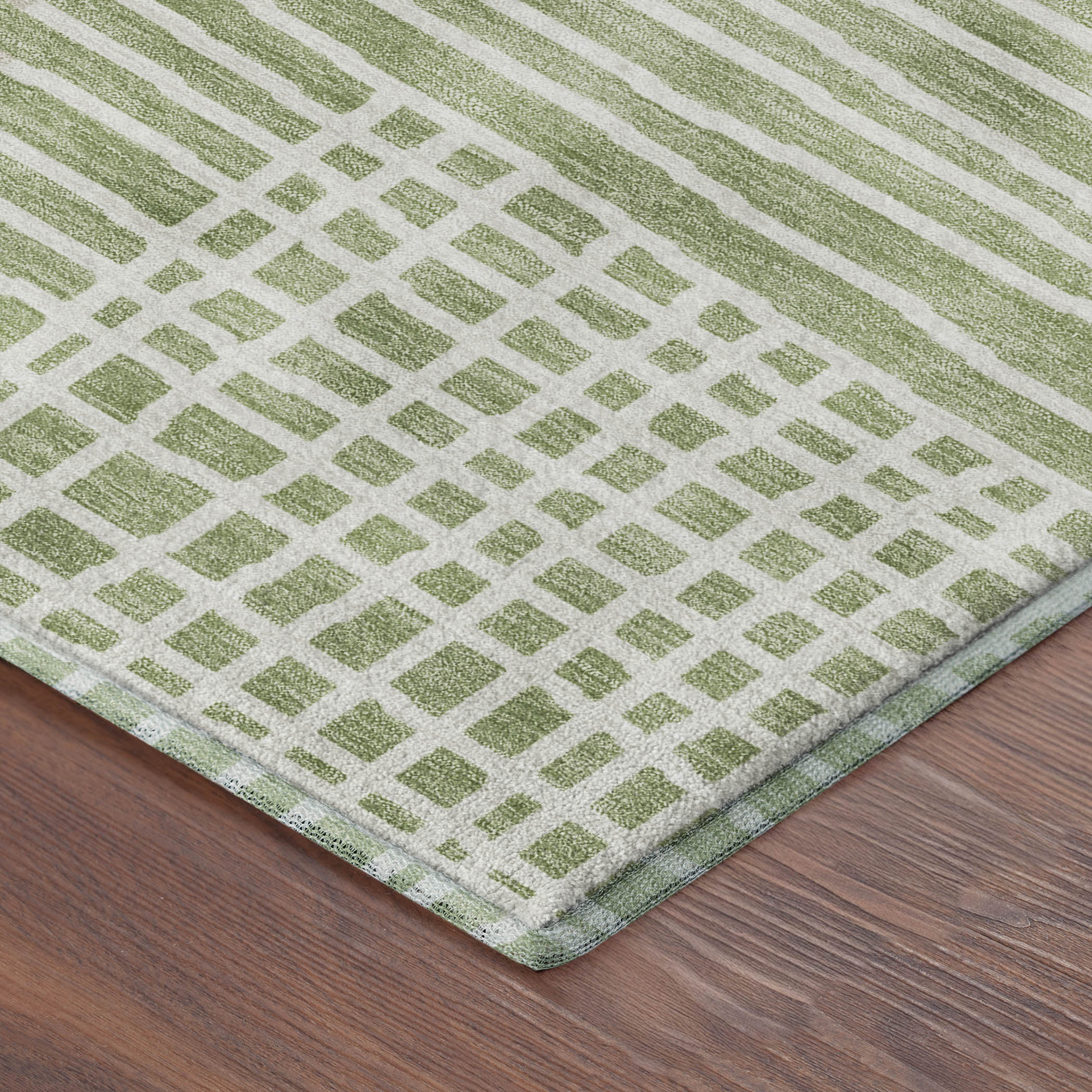 Split Machine Washable Transitional Aloe Green Rug 1'8" x 2'6" #shape_Rectangle