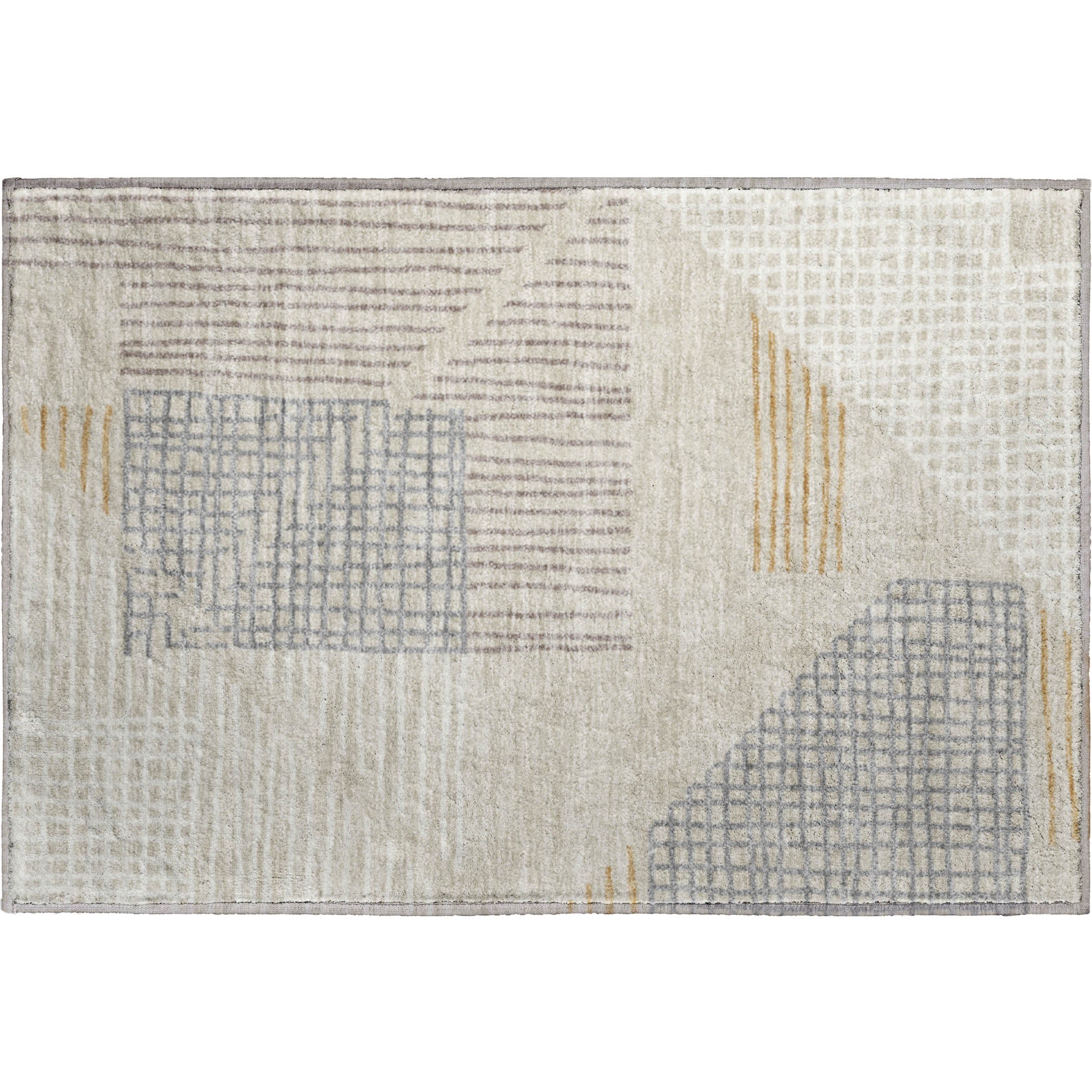 Split Machine Washable Transitional Beige Brown Rug 1'8" x 2'6" #shape_Rectangle