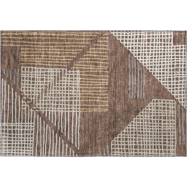 Split Machine Washable Transitional Brown Rug 1'8" x 2'6"