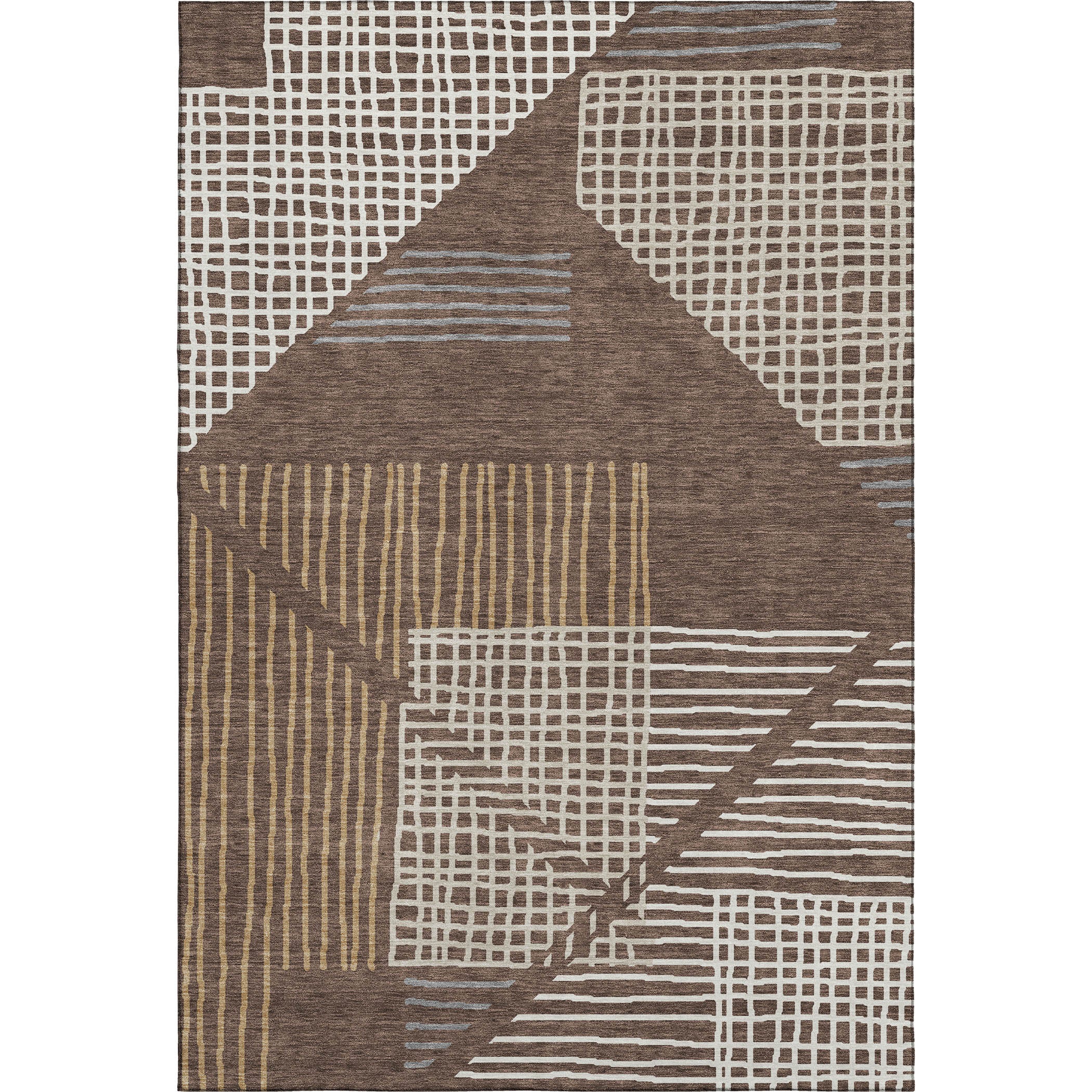 Split Machine Washable Transitional Brown Rug 2'6" x 3'10" #shape_Rectangle