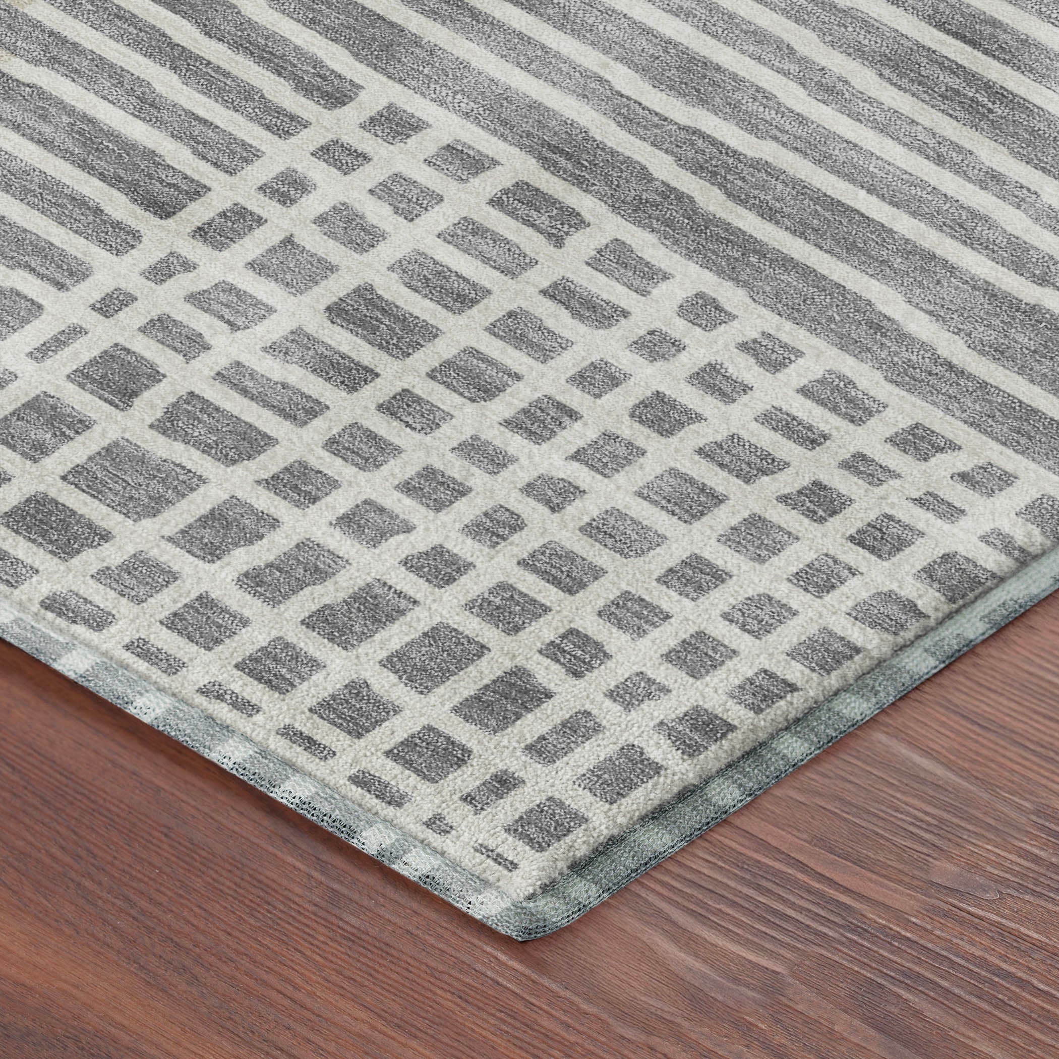 Split Machine Washable Transitional Gray Rug 1'8" x 2'6" #shape_Rectangle