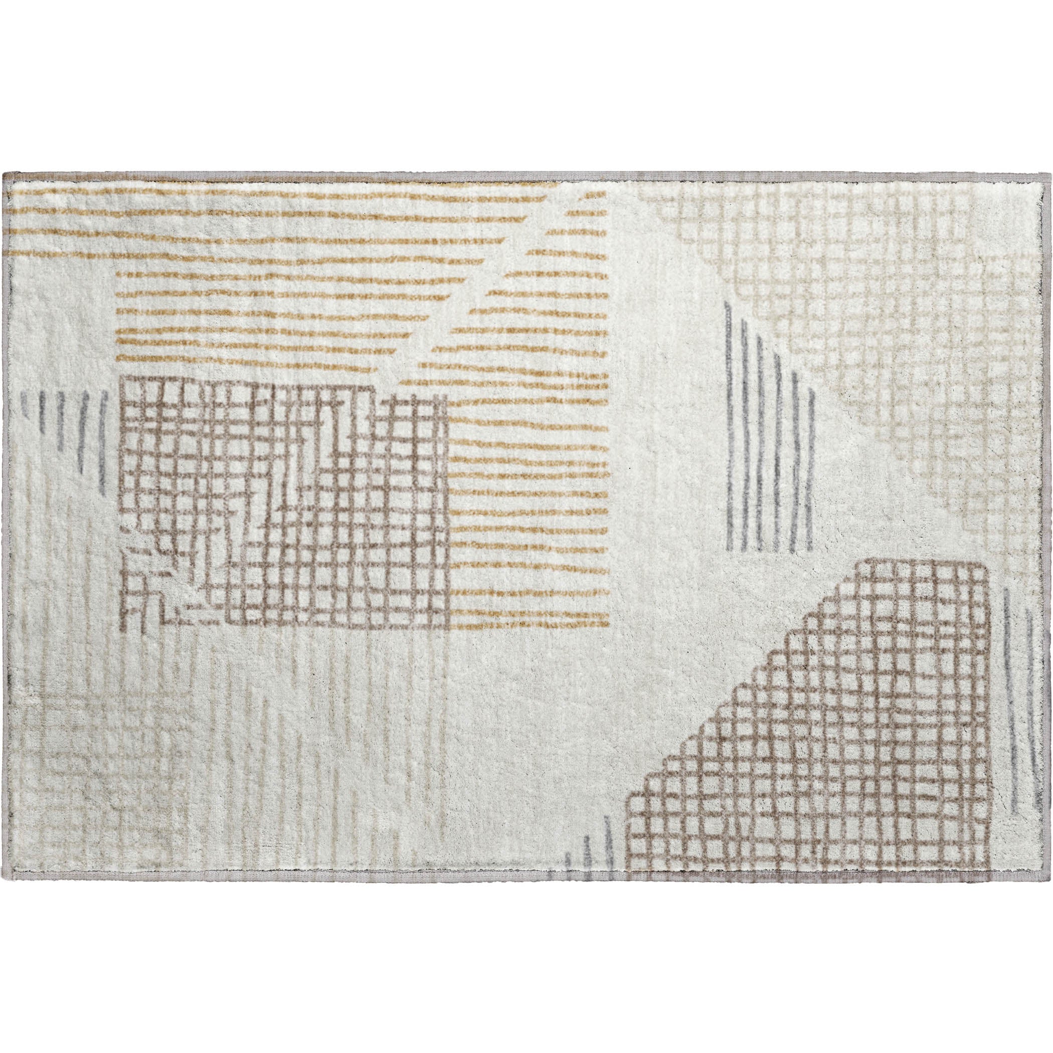 Split Machine Washable Transitional Ivory Rug 1'8" x 2'6" #shape_Rectangle