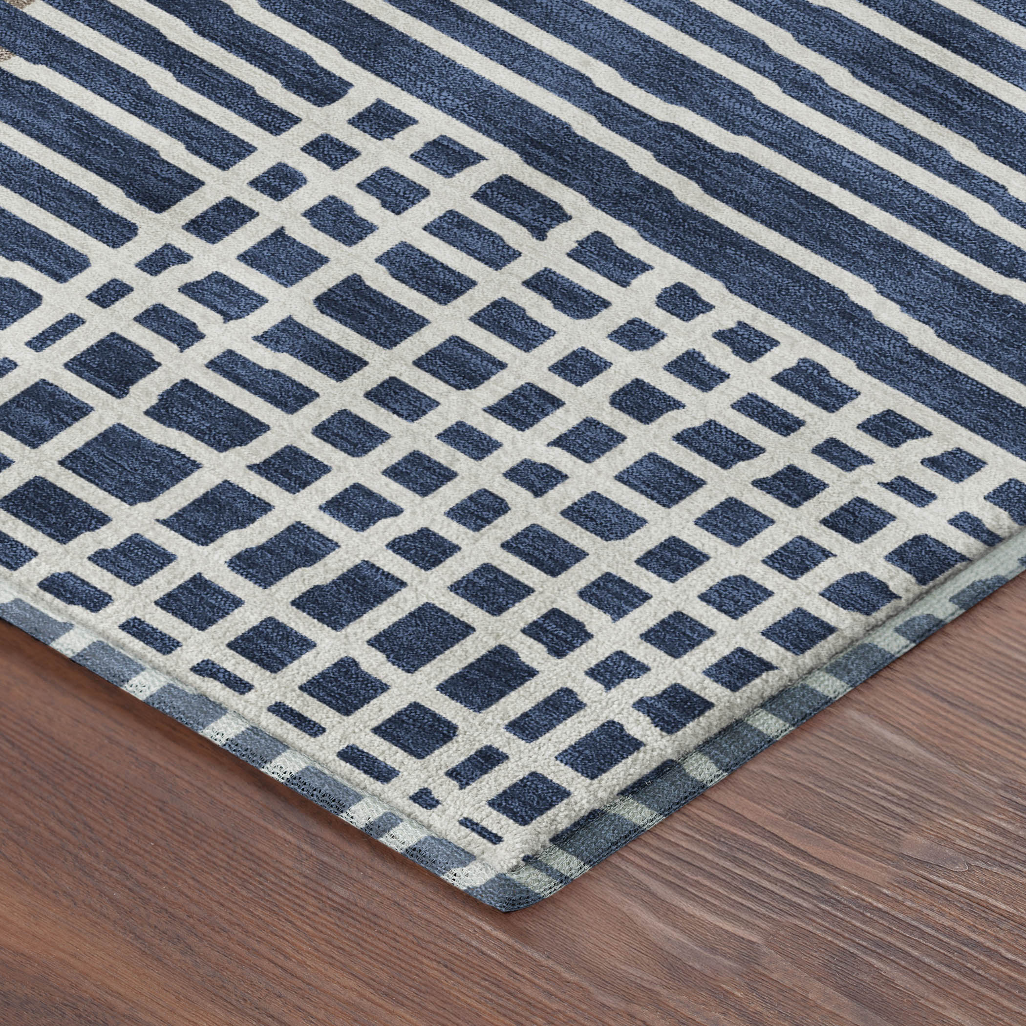 Split Machine Washable Transitional Navy Blue Rug 1'8" x 2'6" #shape_Rectangle