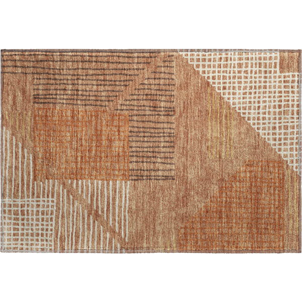 Split Machine Washable Transitional Paprika Orange Rug 1'8" x 2'6"