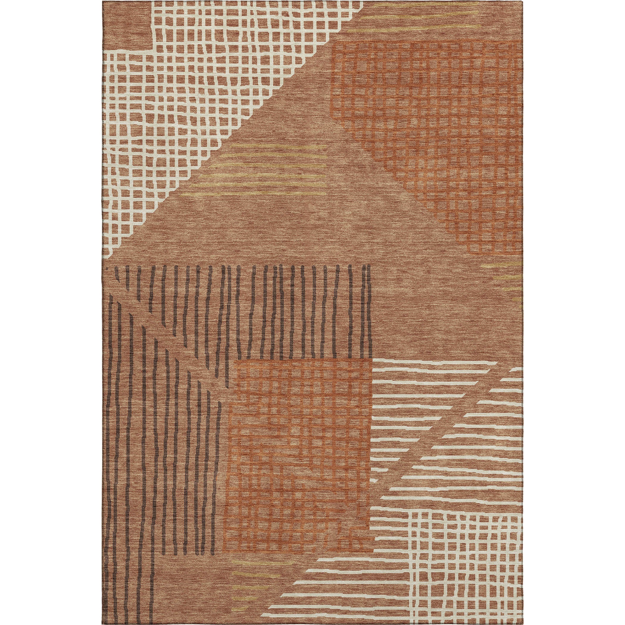 Split Machine Washable Transitional Paprika Orange Rug 2'6" x 3'10" #shape_Rectangle