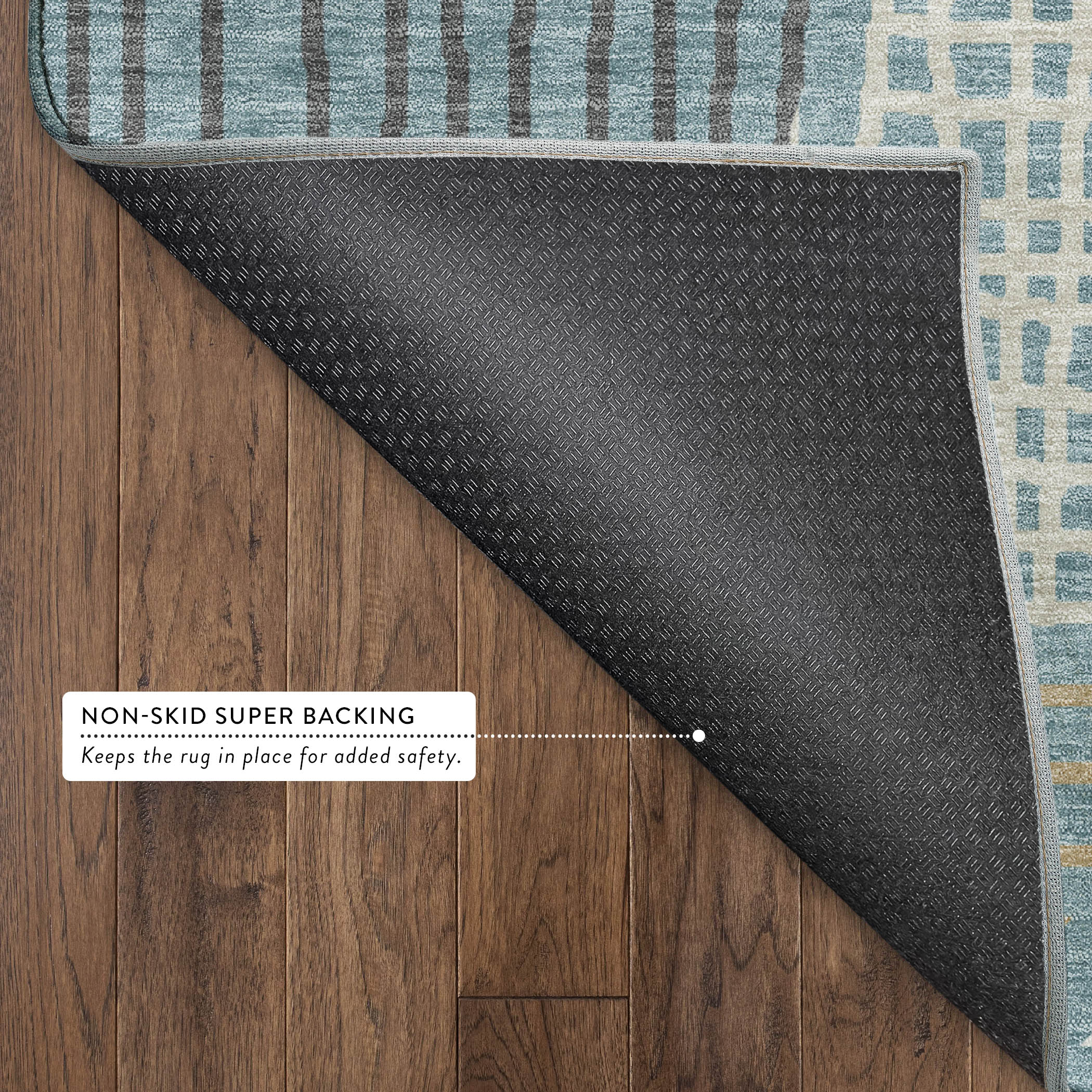 Split Machine Washable Transitional Teal Rug 1'8" x 2'6" #shape_Rectangle