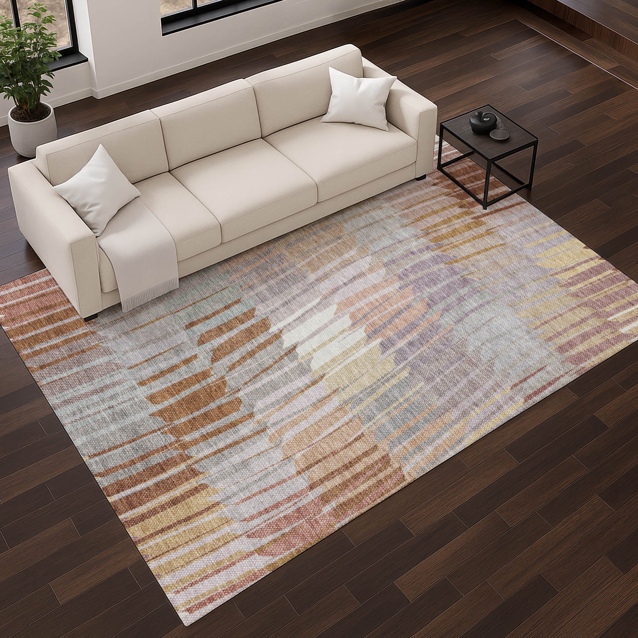 Bergen Machine Washable Transitional Copper Orange Rug 2'6" x 3'10" #shape_Rectangle