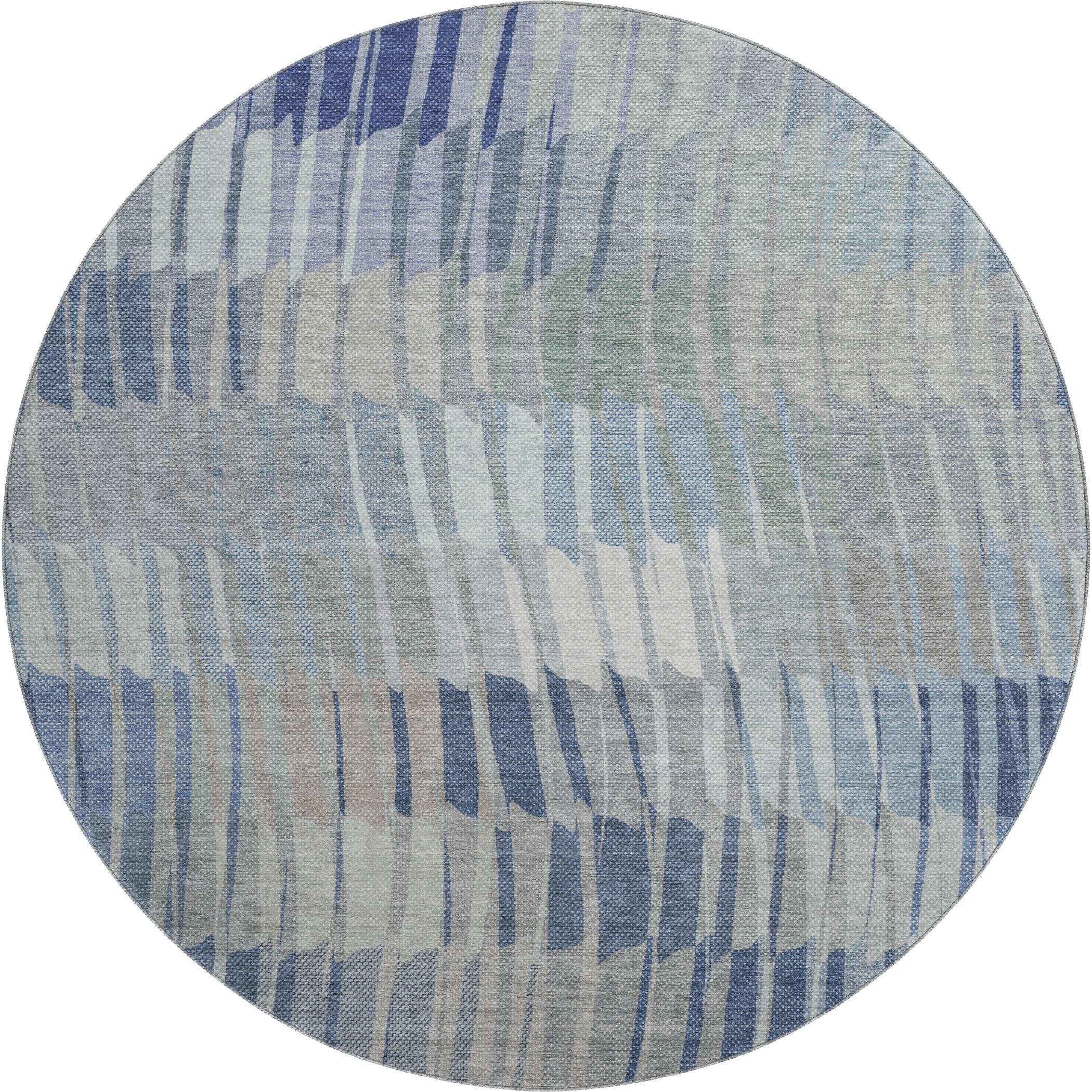 Bergen Machine Washable Transitional Denim Blue Rug 8' x 8' #shape_Round