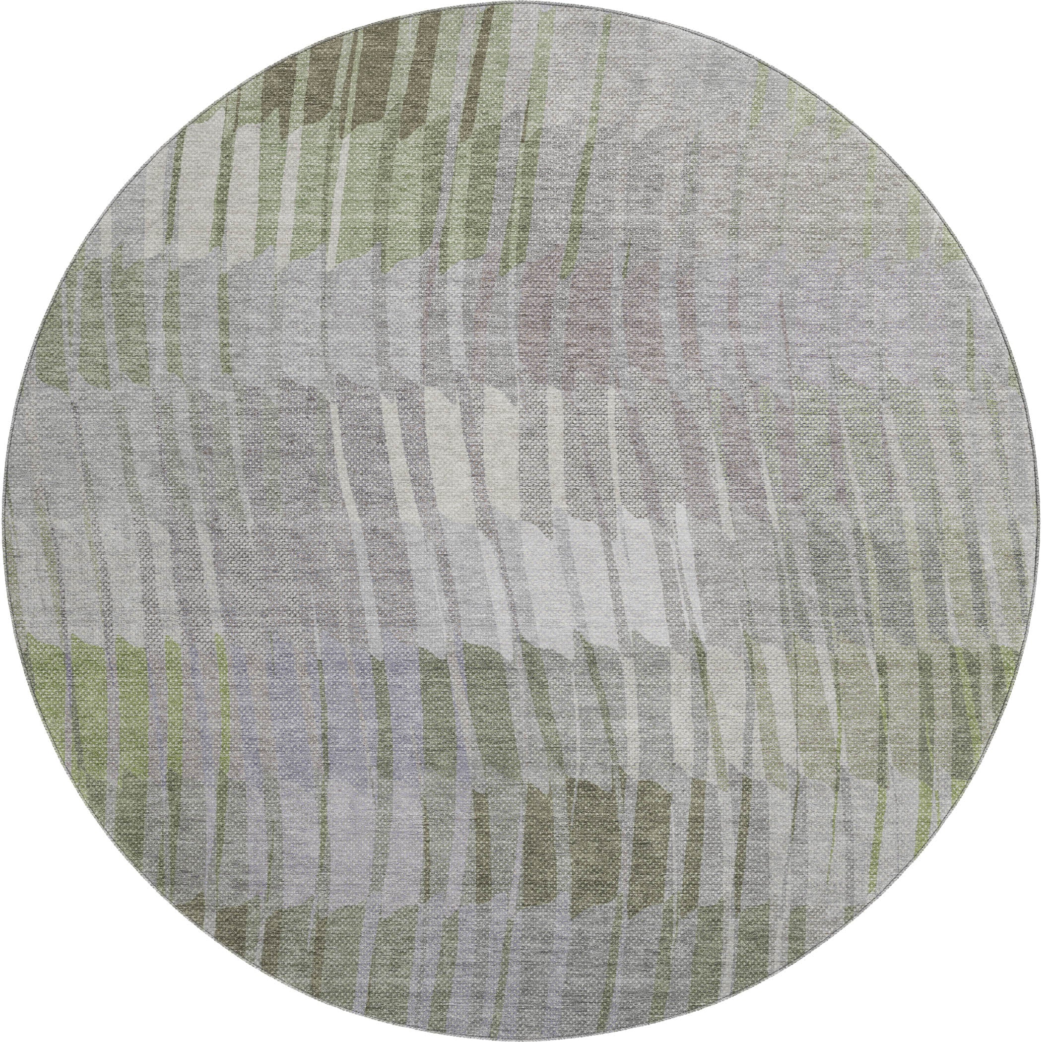Bergen Machine Washable Transitional Olive Green Rug 8' x 8' #shape_Round