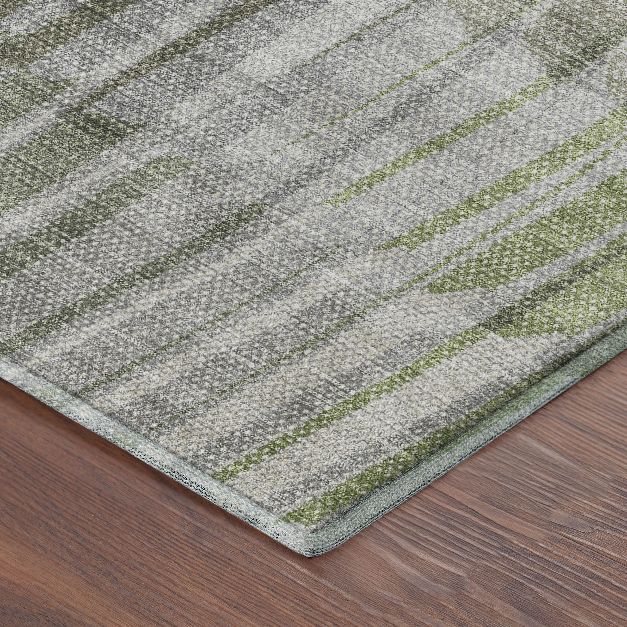Bergen Machine Washable Transitional Olive Green Rug 1'8" x 2'6" #shape_Rectangle