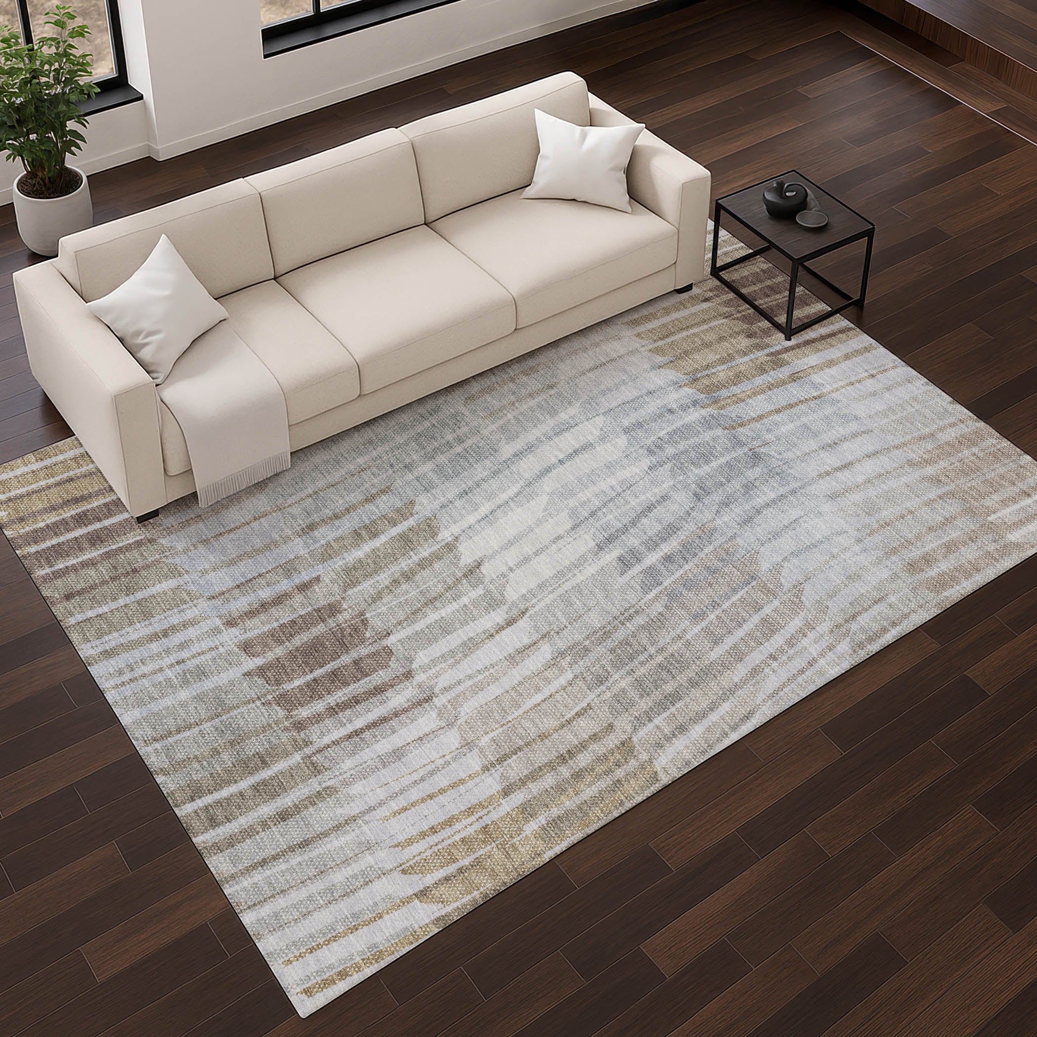 Bergen Machine Washable Transitional Taupe Brown Rug 2'6" x 3'10" #shape_Rectangle