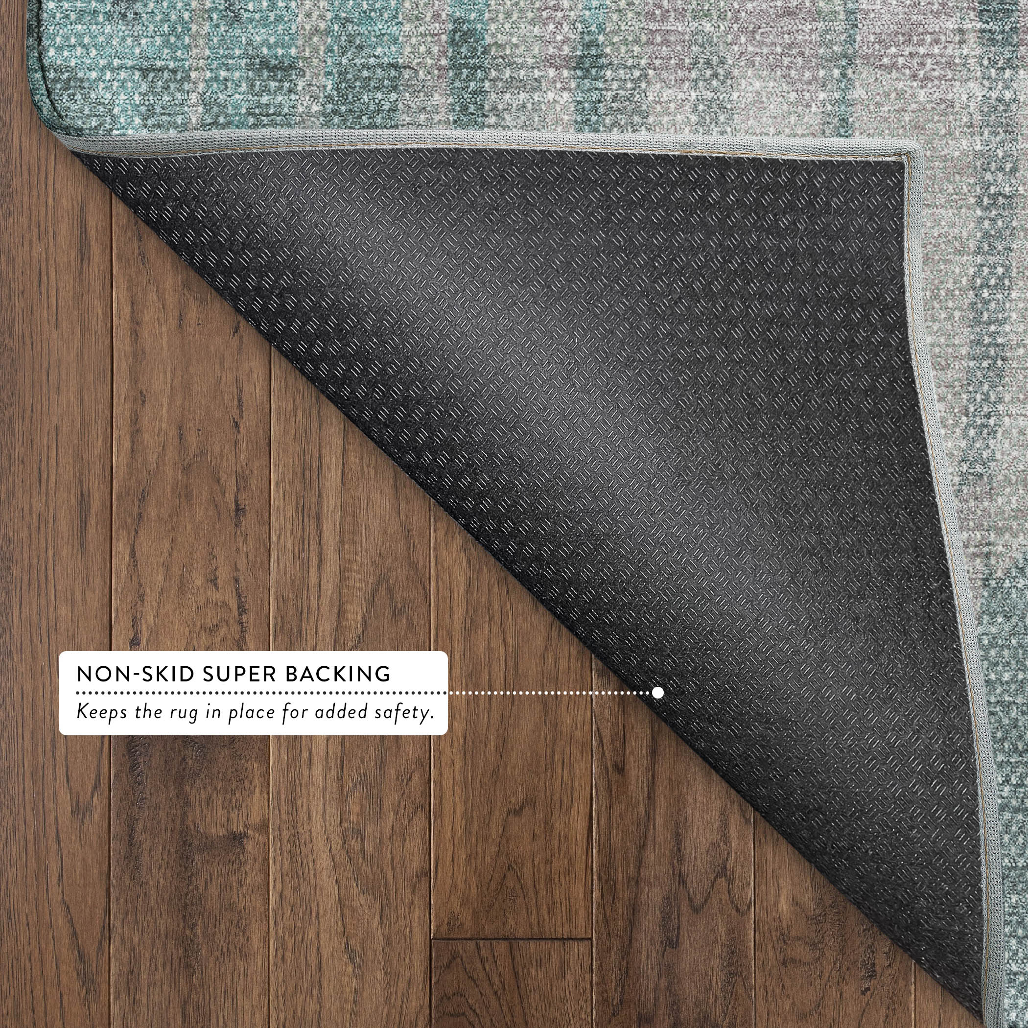 Bergen Machine Washable Transitional Teal Rug 1'8" x 2'6" #shape_Rectangle
