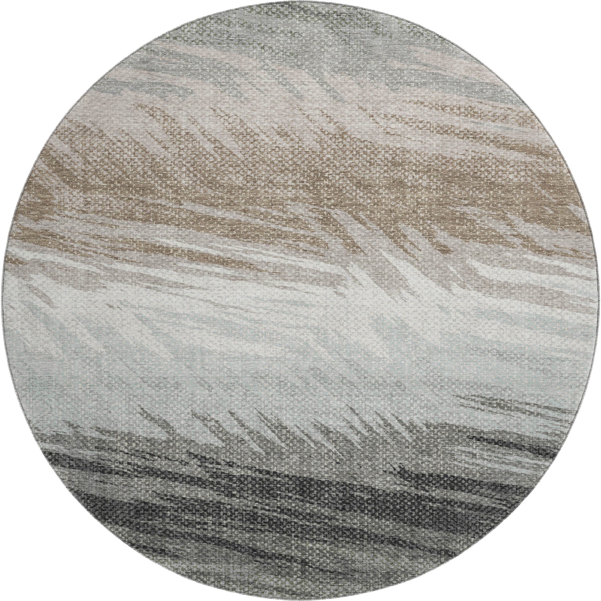 Bangkok Machine Washable Transitional Brown Rug 8' x 8' #shape_Round