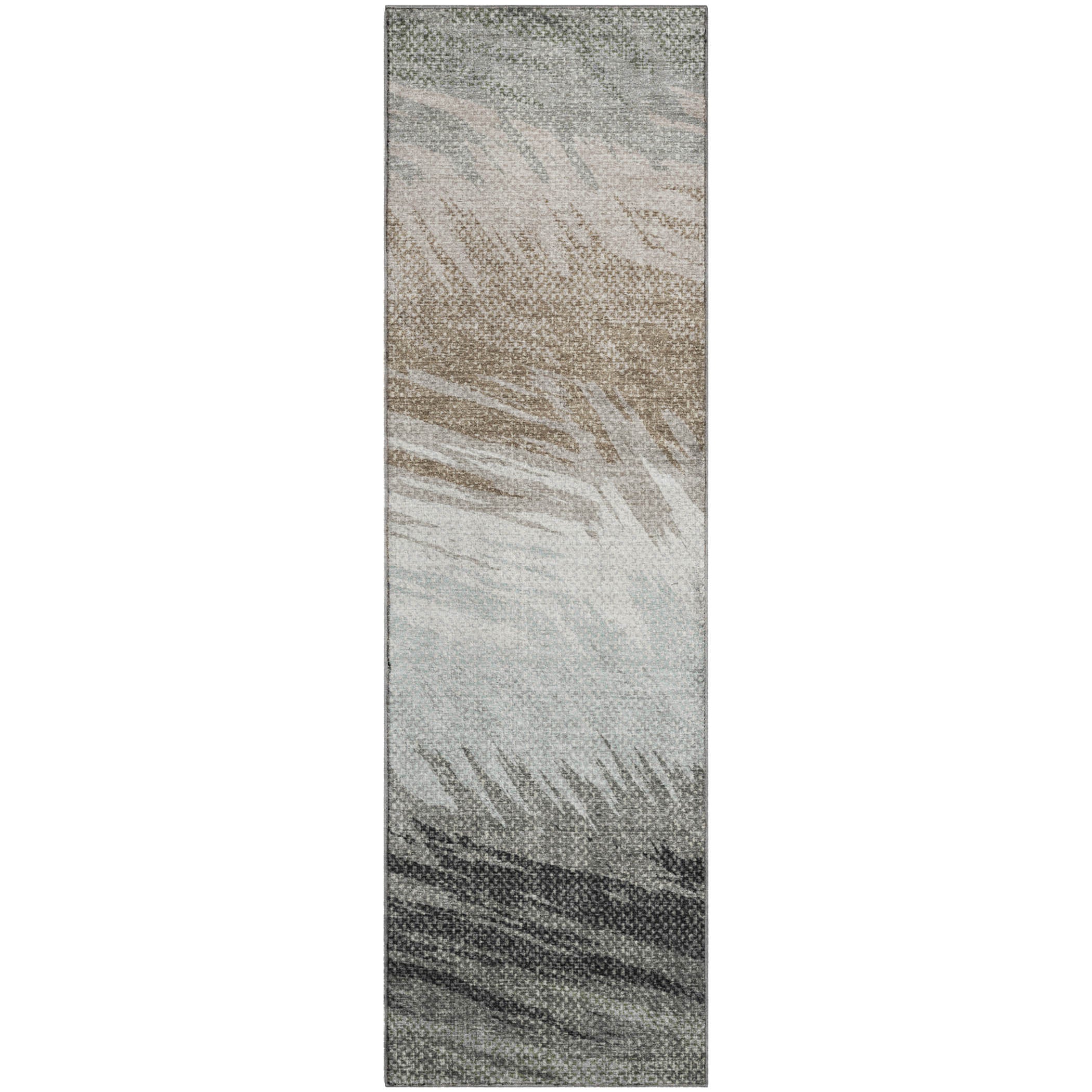 Bangkok Machine Washable Transitional Brown Rug 2'3" x 7'6" #shape_Runner
