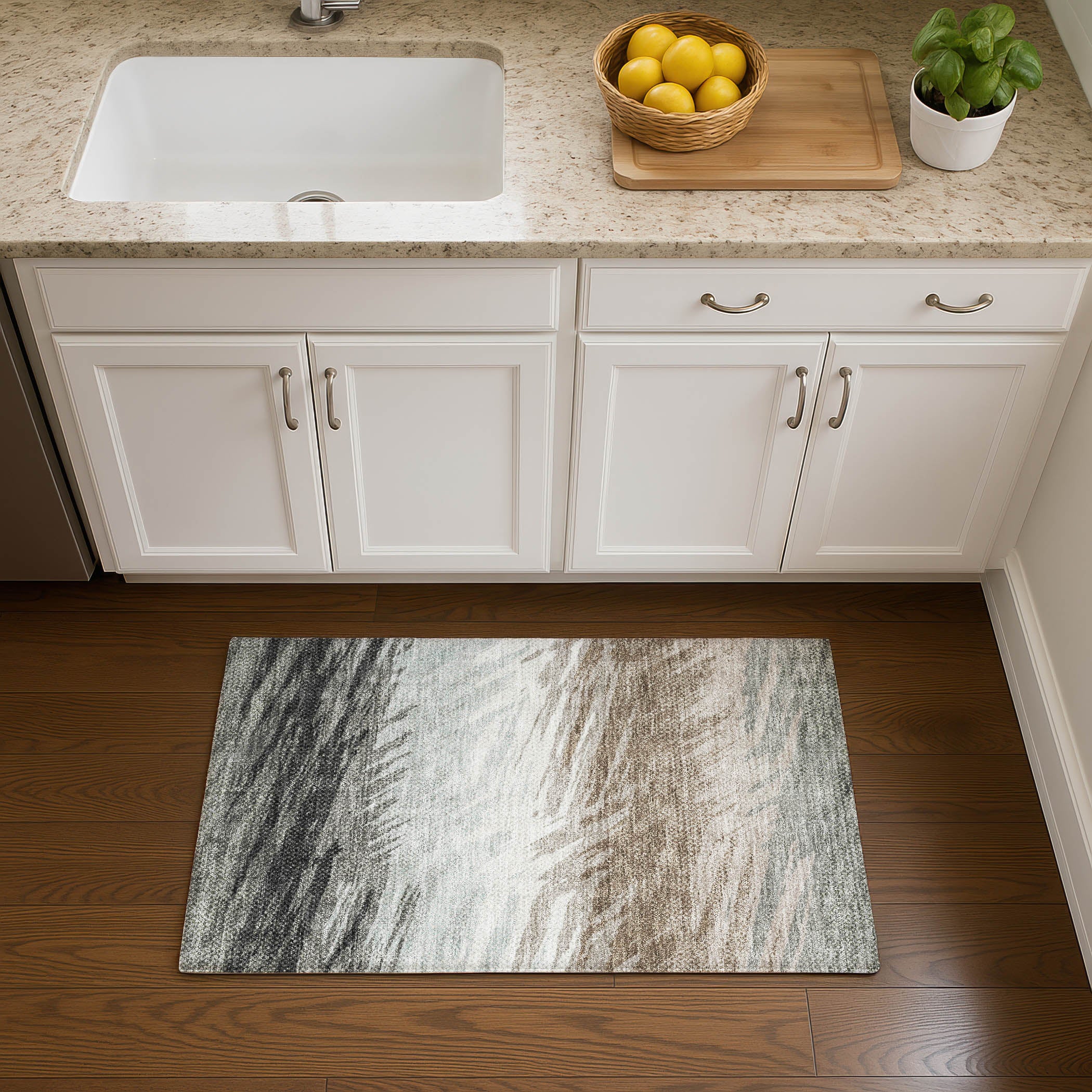 Bangkok Machine Washable Transitional Brown Rug 1'8" x 2'6" #shape_Rectangle