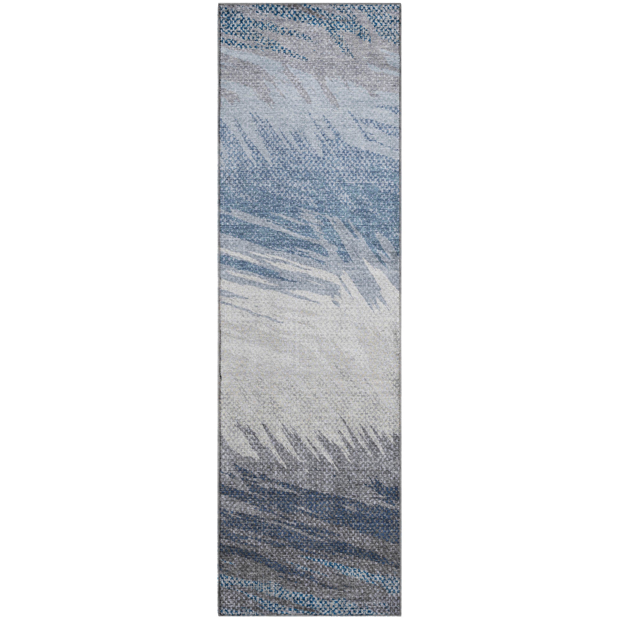 Bangkok Machine Washable Transitional Denim Blue Rug 2'3" x 7'6" #shape_Runner