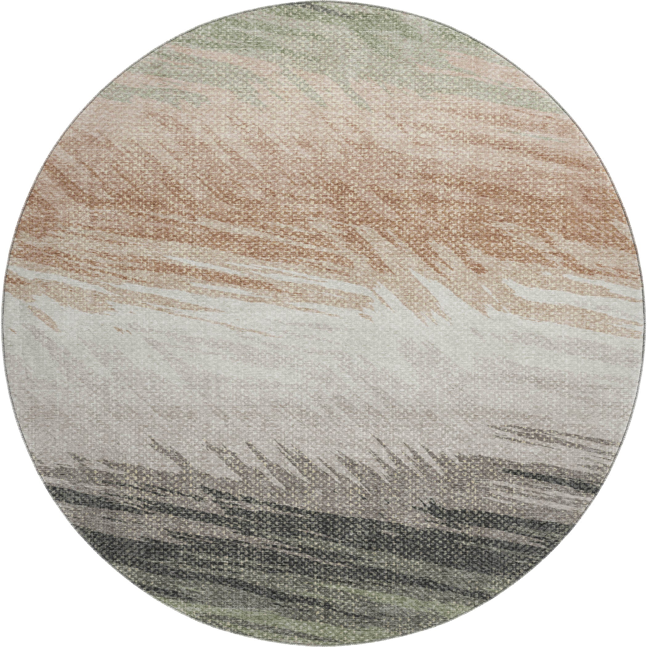 Bangkok Machine Washable Transitional Fern Green Rug 8' x 8' #shape_Round