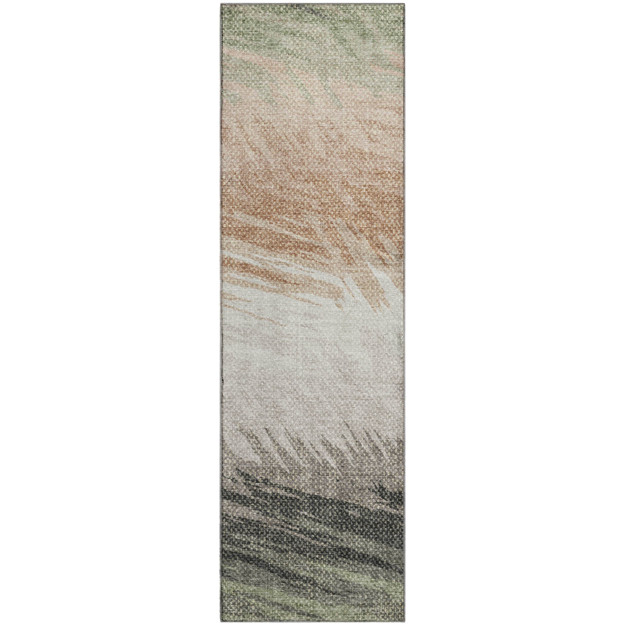 Bangkok Machine Washable Transitional Fern Green Rug 2'3" x 7'6" #shape_Runner