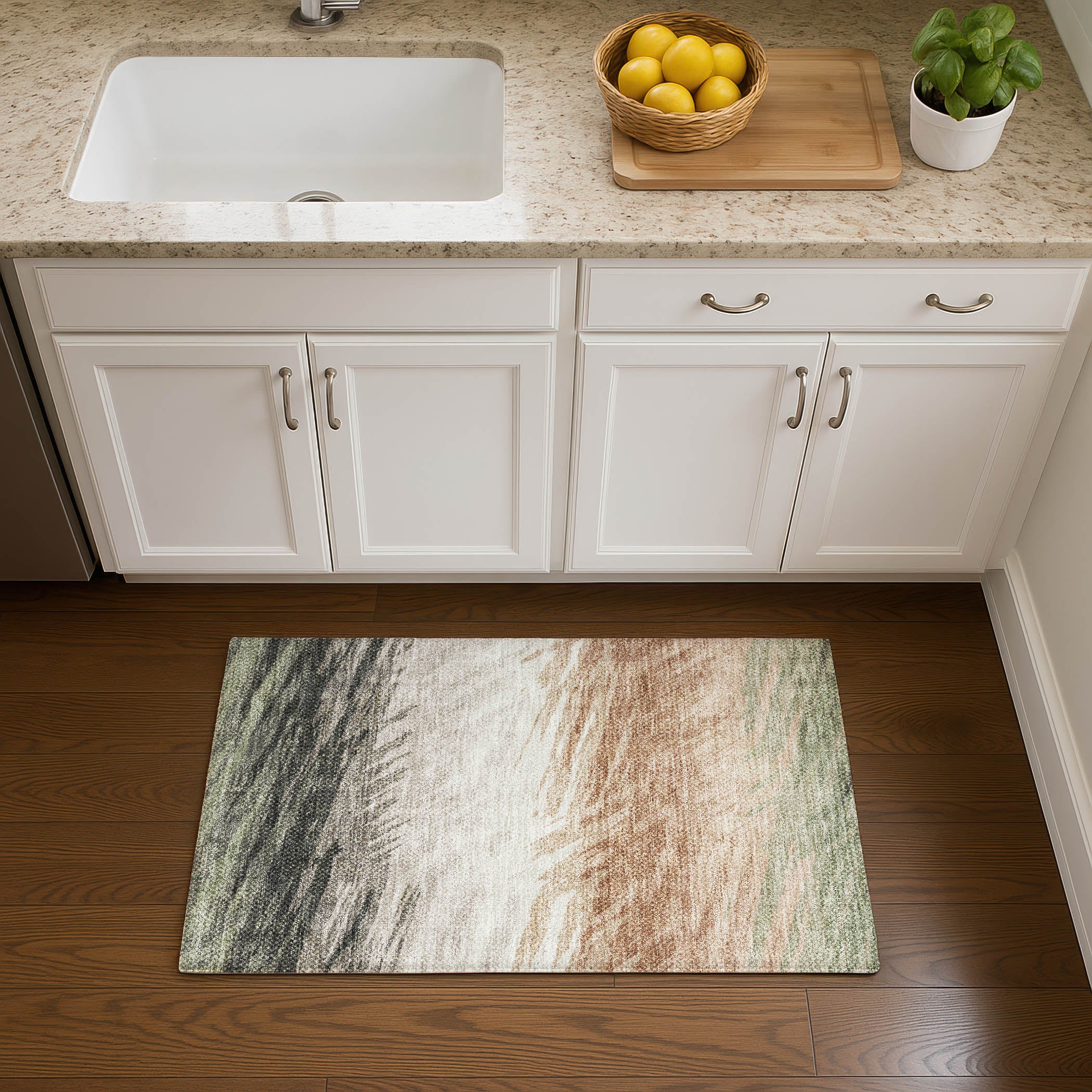 Bangkok Machine Washable Transitional Fern Green Rug 1'8" x 2'6" #shape_Rectangle