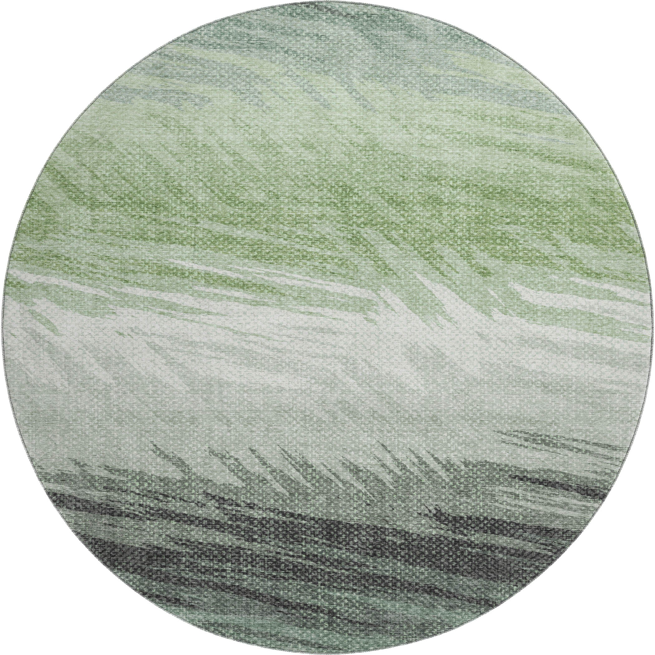 Bangkok Machine Washable Transitional Green Rug 8' x 8' #shape_Round