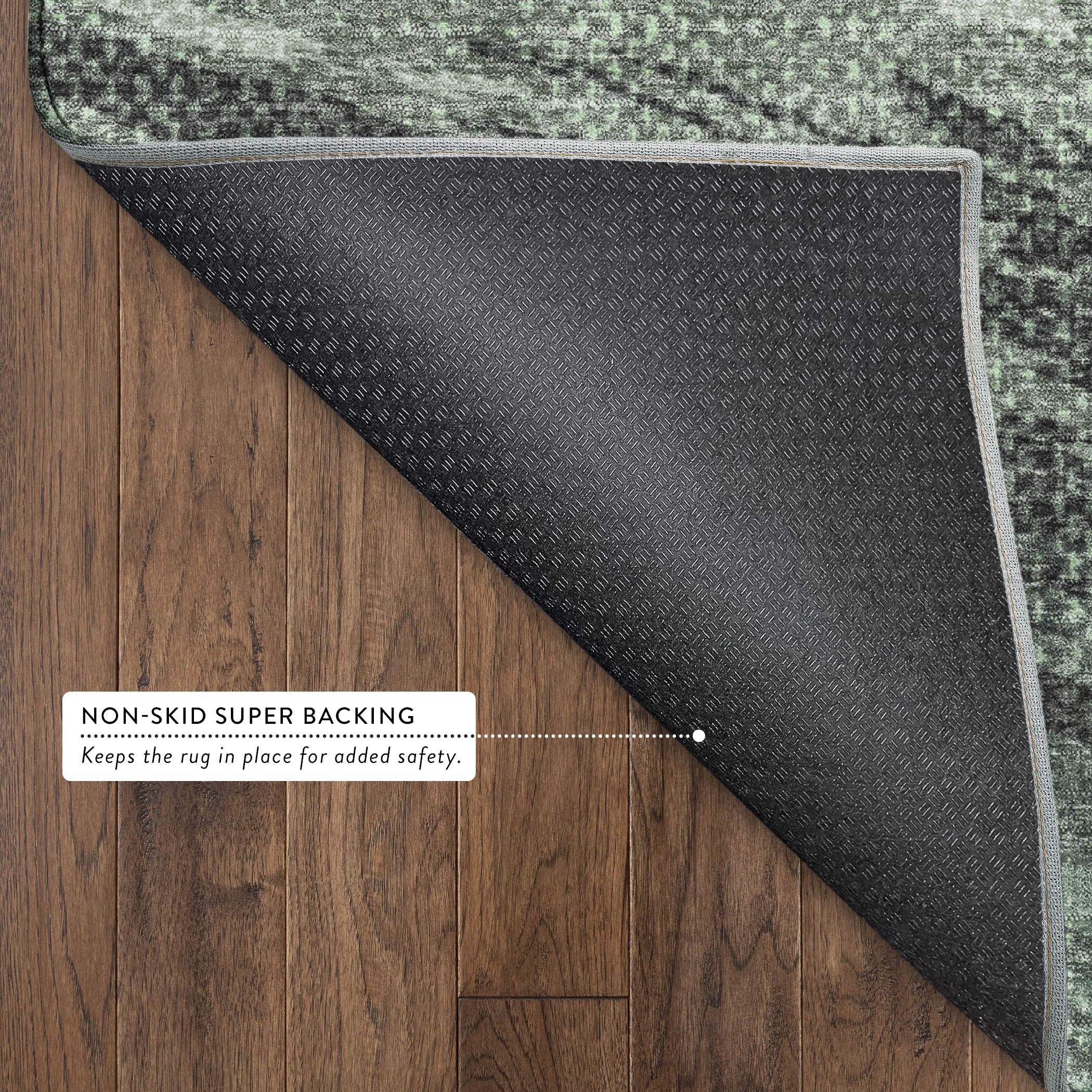 Bangkok Machine Washable Transitional Green Rug 1'8" x 2'6" #shape_Rectangle