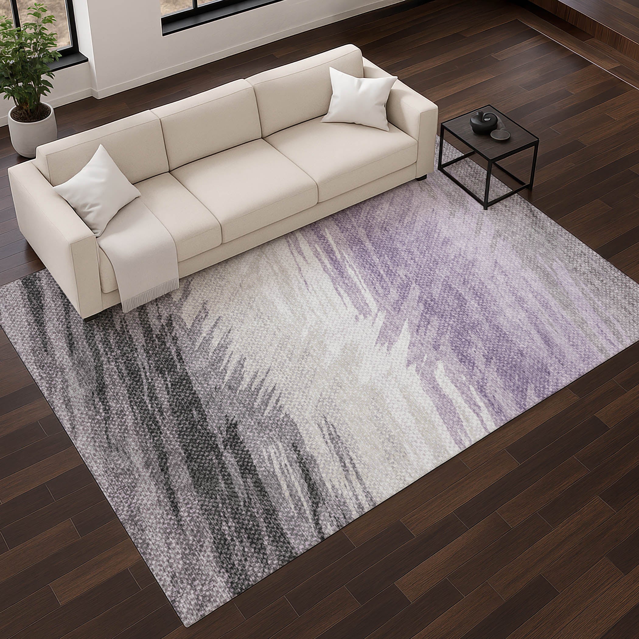 Bangkok Machine Washable Transitional Lavender Purple Rug 2'6" x 3'10" #shape_Rectangle