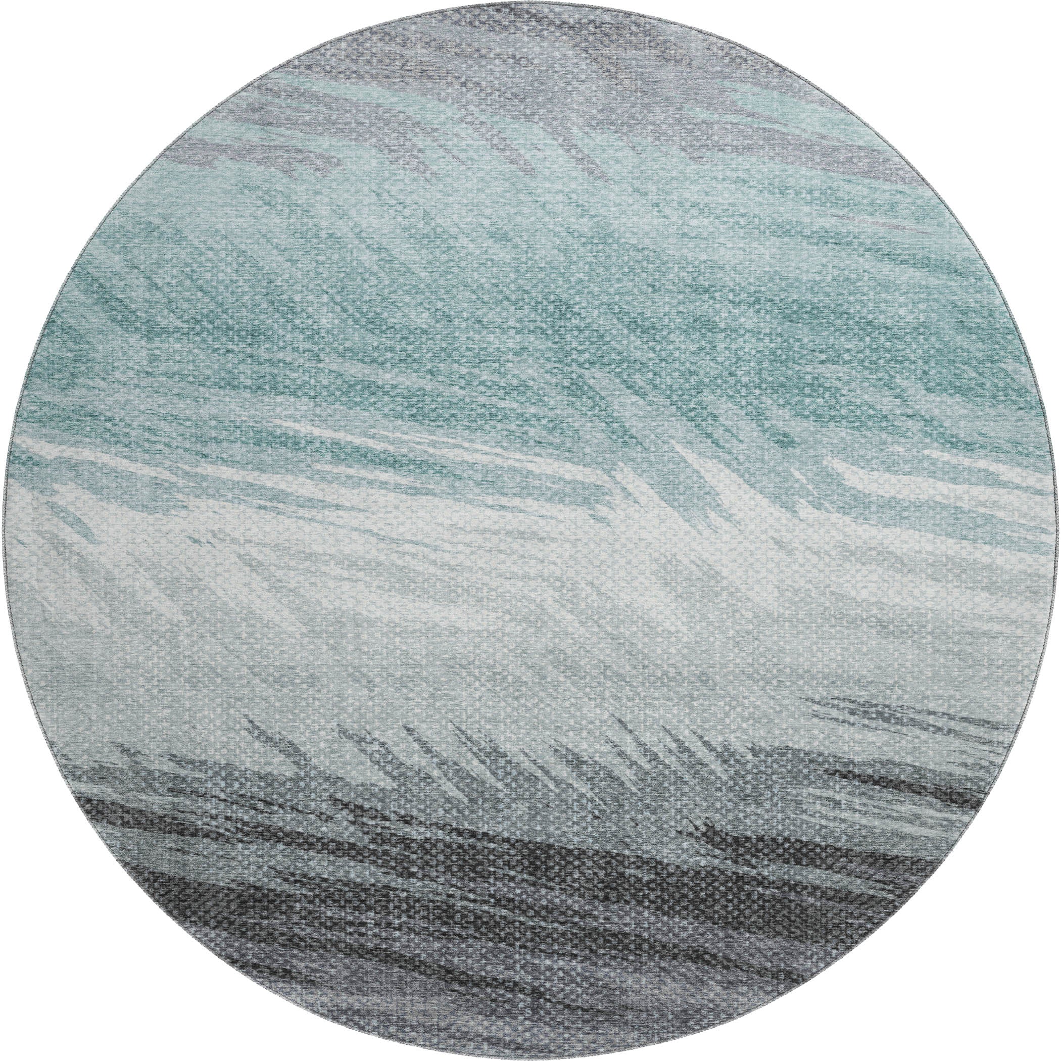 Bangkok Machine Washable Transitional Teal Rug 8' x 8' #shape_Round
