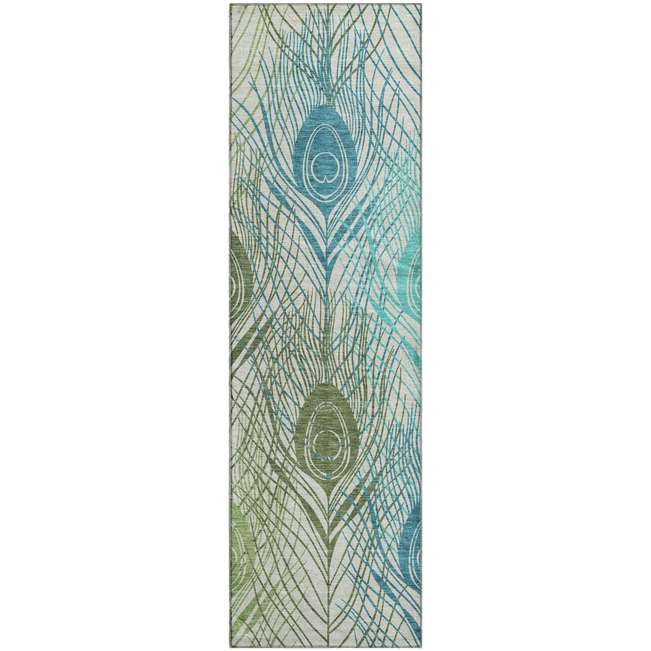 Zanzibar Machine Washable Transitional Aloe Green Rug 2'3" x 7'6" #shape_Runner