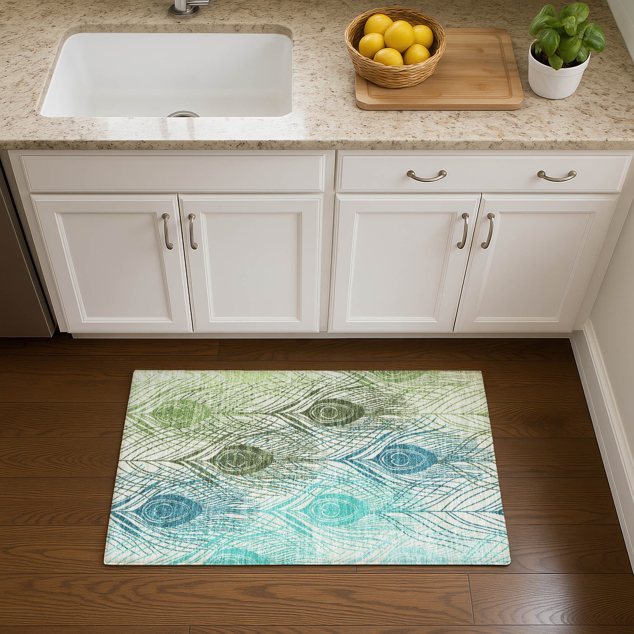 Zanzibar Machine Washable Transitional Aloe Green Rug 1'8" x 2'6" #shape_Rectangle