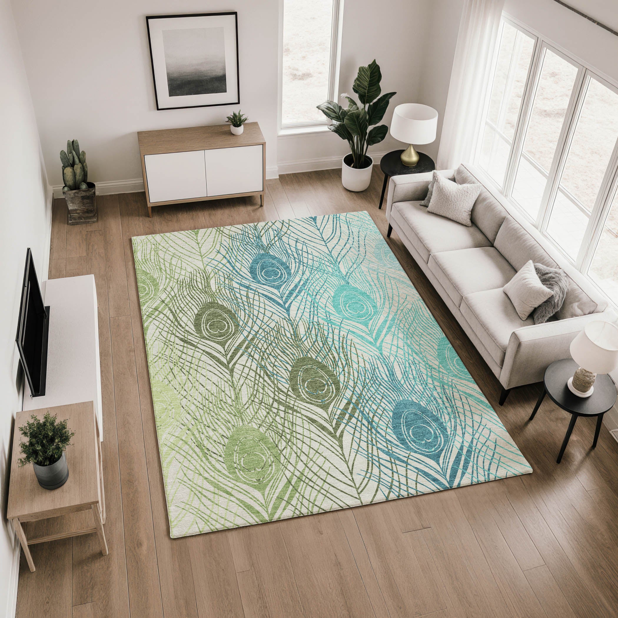 Zanzibar Machine Washable Transitional Aloe Green Rug 2'6" x 3'10" #shape_Rectangle