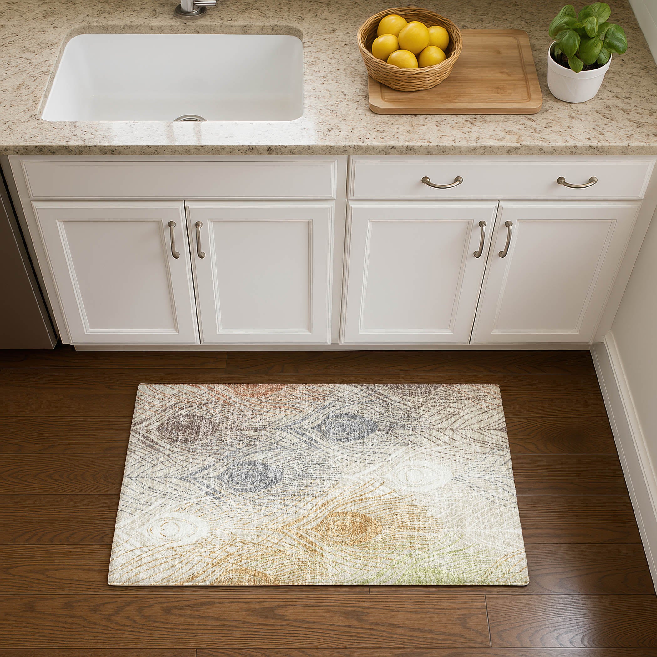 Zanzibar Machine Washable Transitional Beige Brown Rug 1'8" x 2'6" #shape_Rectangle