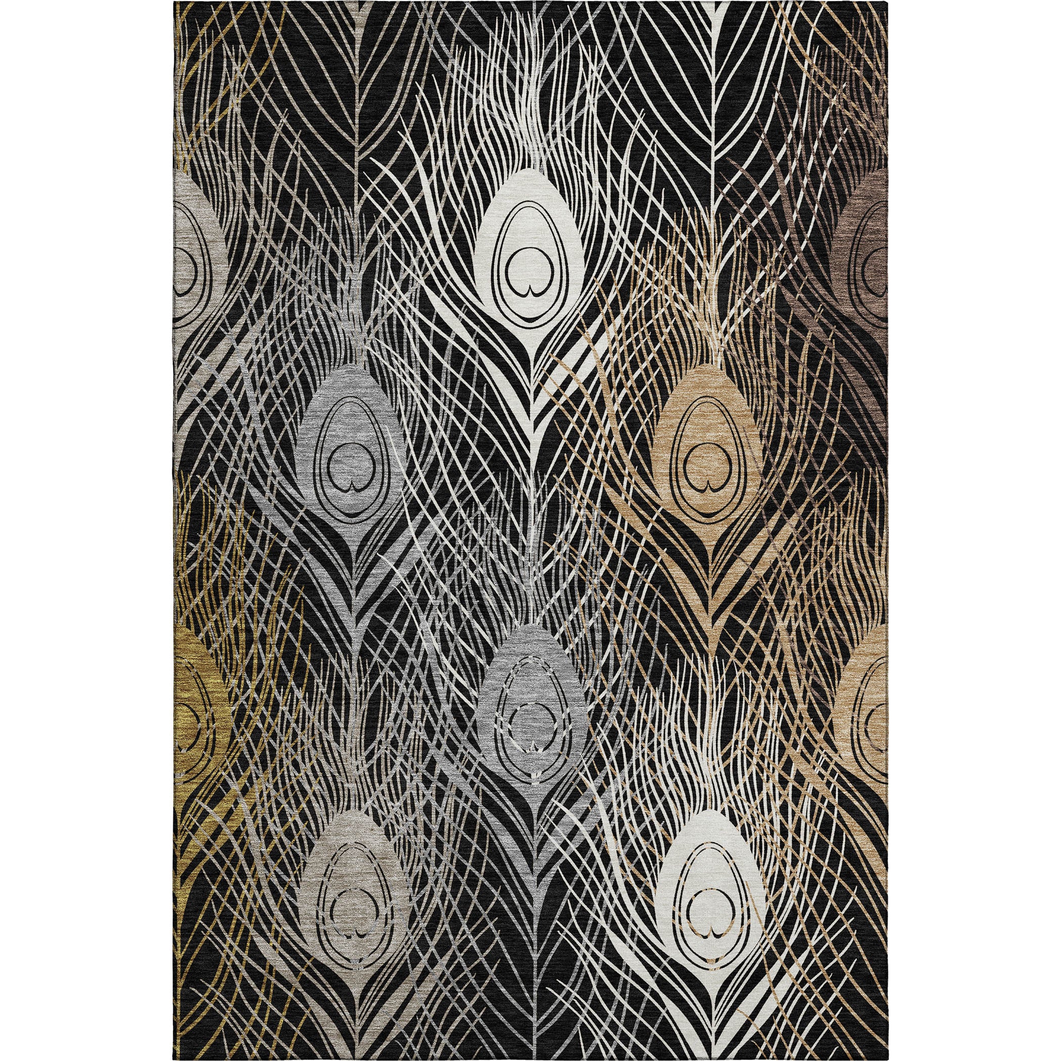 Zanzibar Machine Washable Transitional Black Rug 2'6" x 3'10" #shape_Rectangle