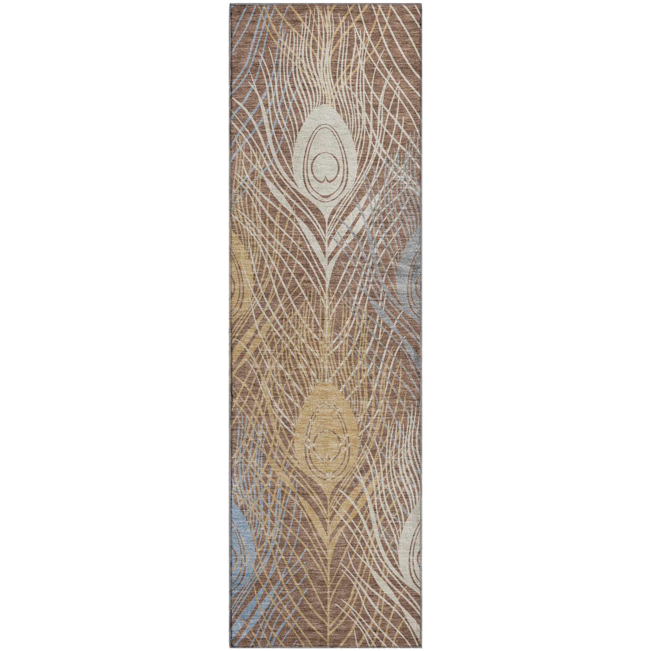 Zanzibar Machine Washable Transitional Brown Rug 2'3" x 7'6" #shape_Runner