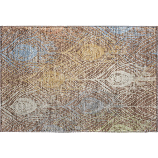 Zanzibar Machine Washable Transitional Brown Rug 1'8" x 2'6"