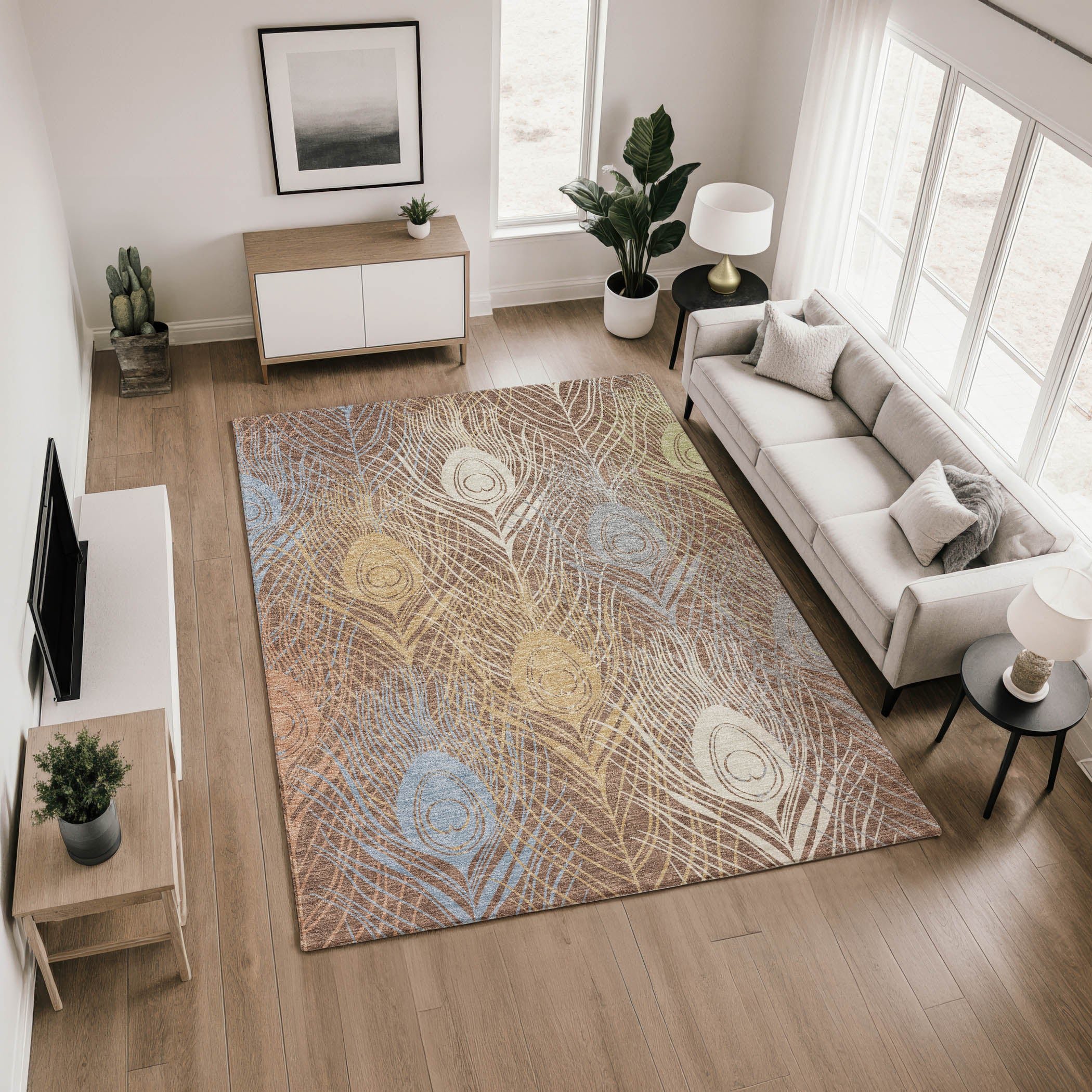 Zanzibar Machine Washable Transitional Brown Rug 2'6" x 3'10" #shape_Rectangle