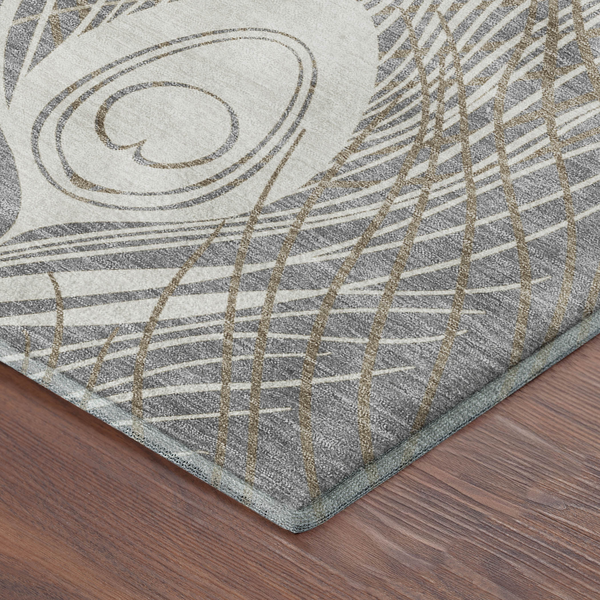 Zanzibar Machine Washable Transitional Gray Rug 1'8" x 2'6" #shape_Rectangle