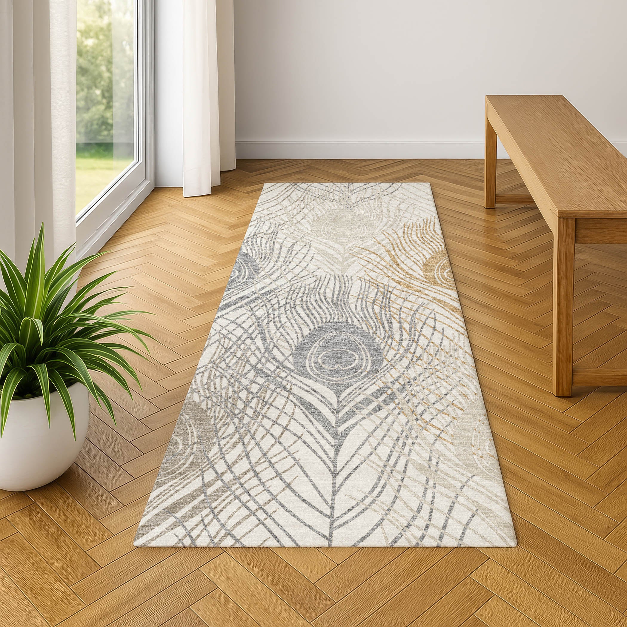 Zanzibar Machine Washable Transitional Ivory Rug 2'3" x 7'6" #shape_Runner