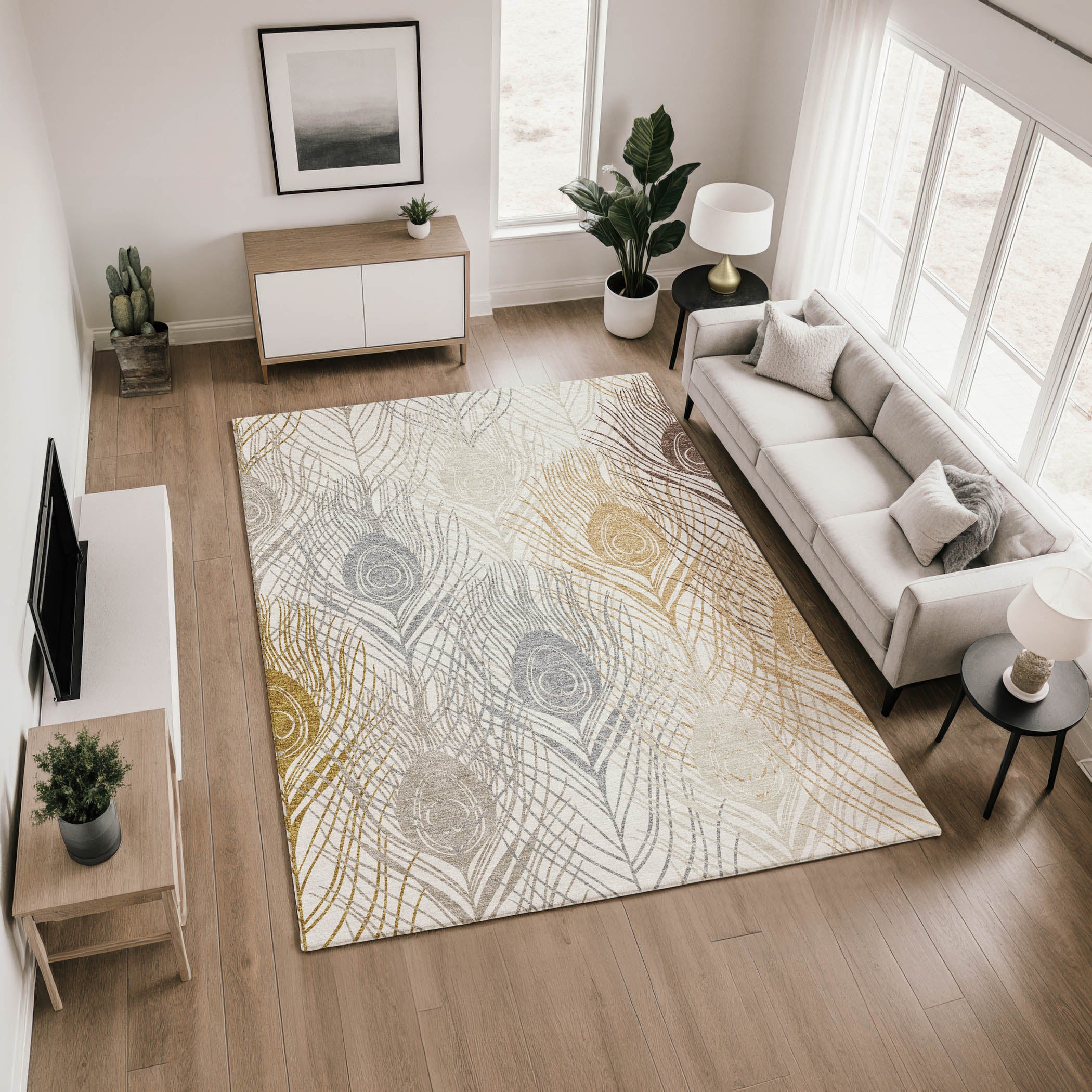 Zanzibar Machine Washable Transitional Ivory Rug 2'6" x 3'10" #shape_Rectangle