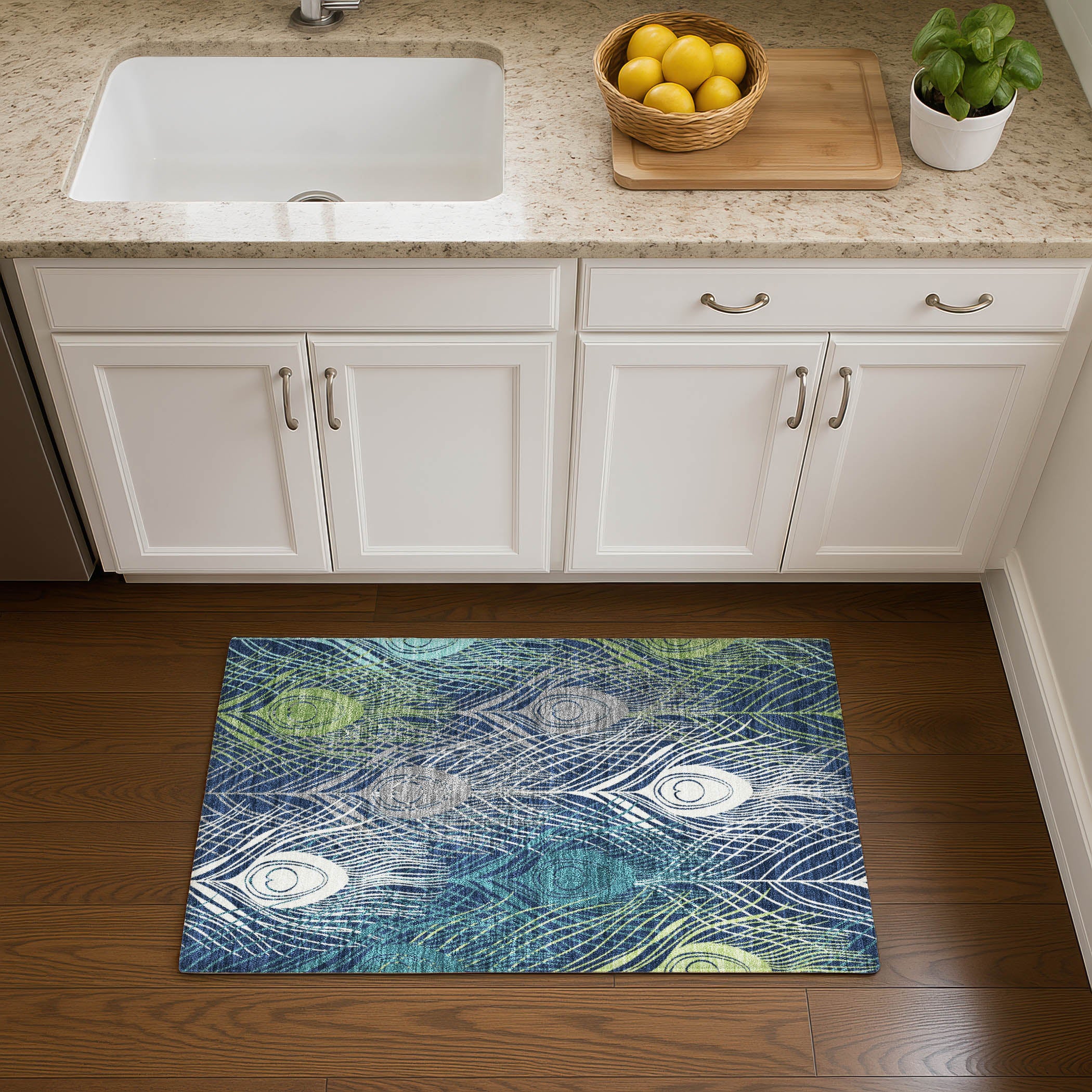 Zanzibar Machine Washable Transitional Navy Blue Rug 1'8" x 2'6" #shape_Rectangle