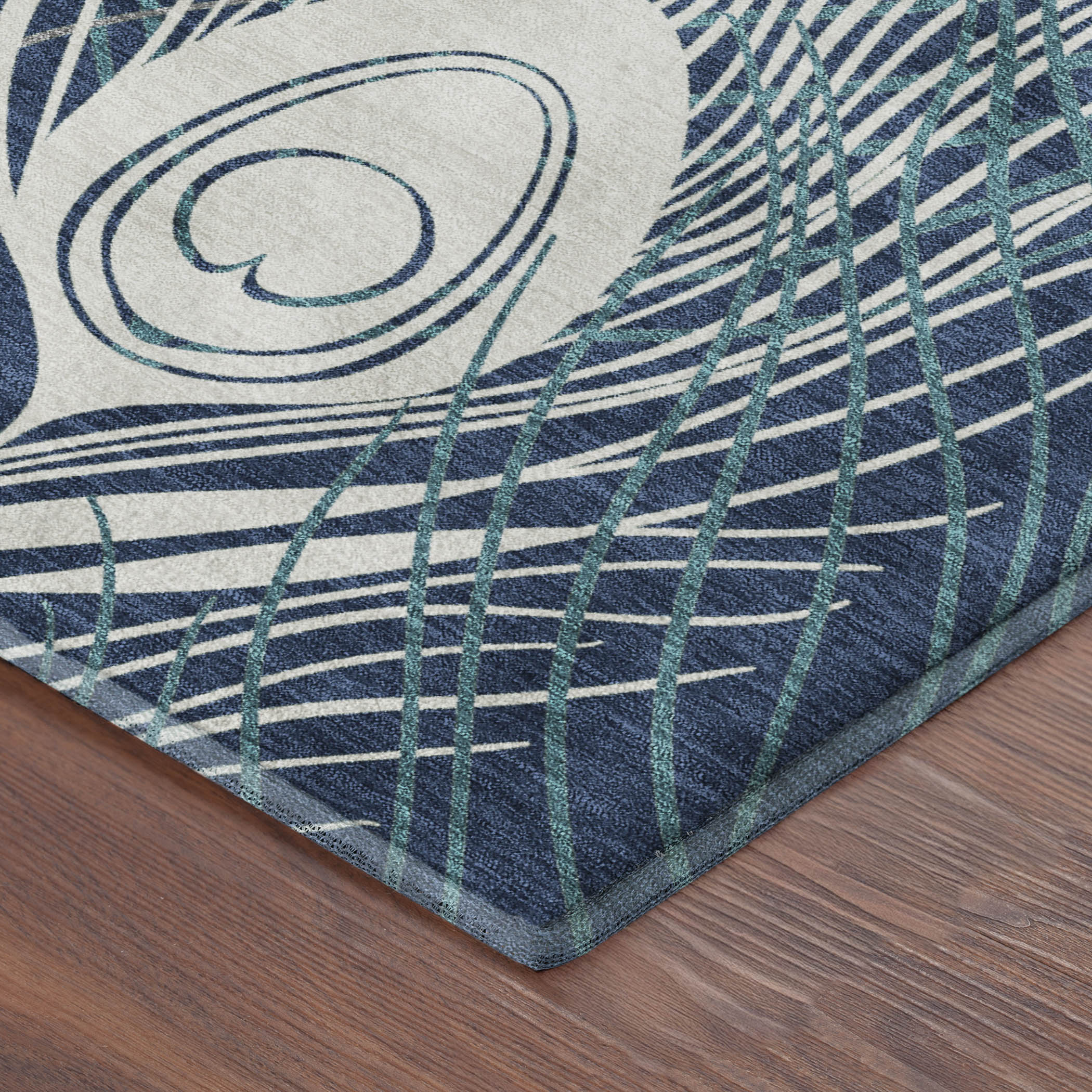 Zanzibar Machine Washable Transitional Navy Blue Rug 1'8" x 2'6" #shape_Rectangle