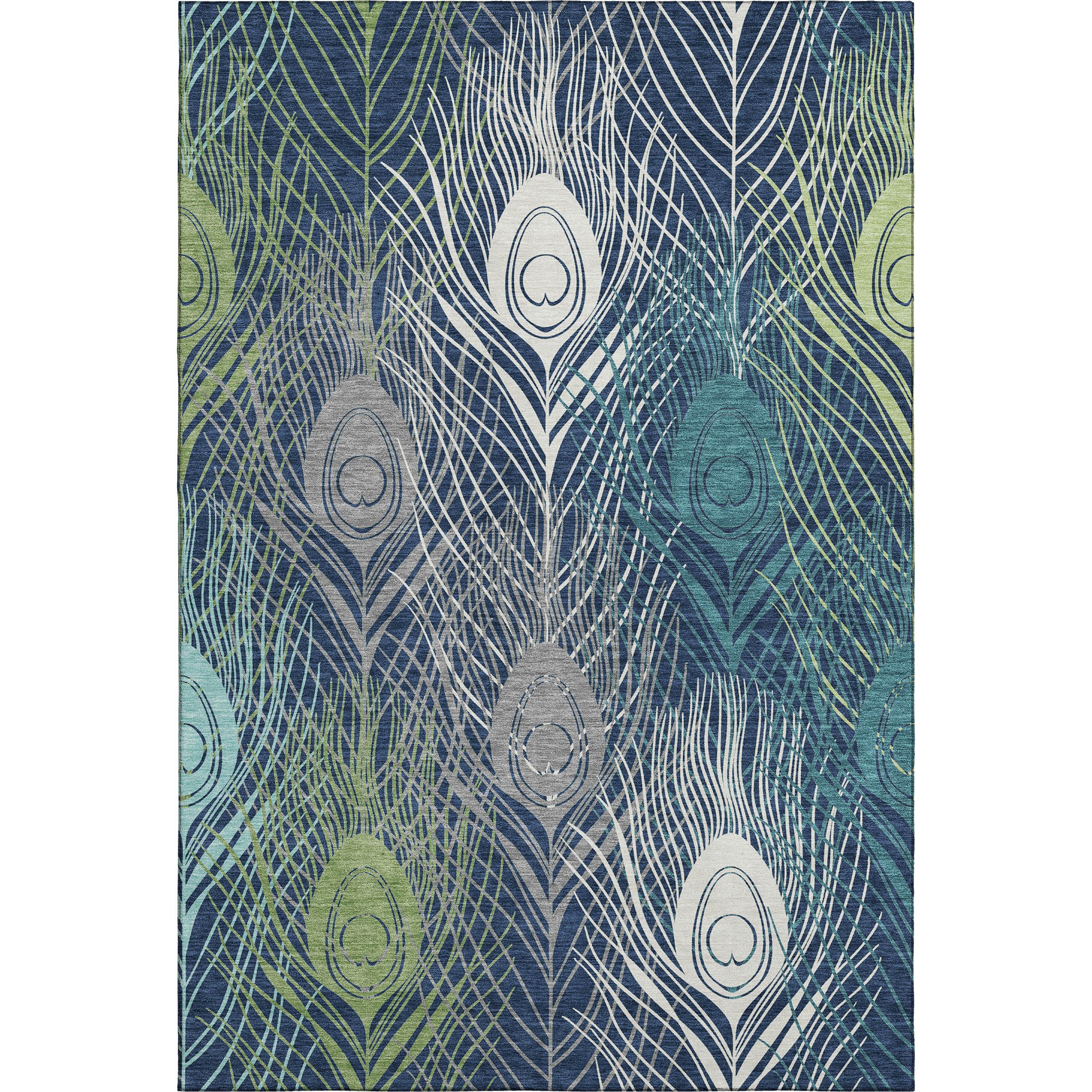 Zanzibar Machine Washable Transitional Navy Blue Rug 2'6" x 3'10" #shape_Rectangle