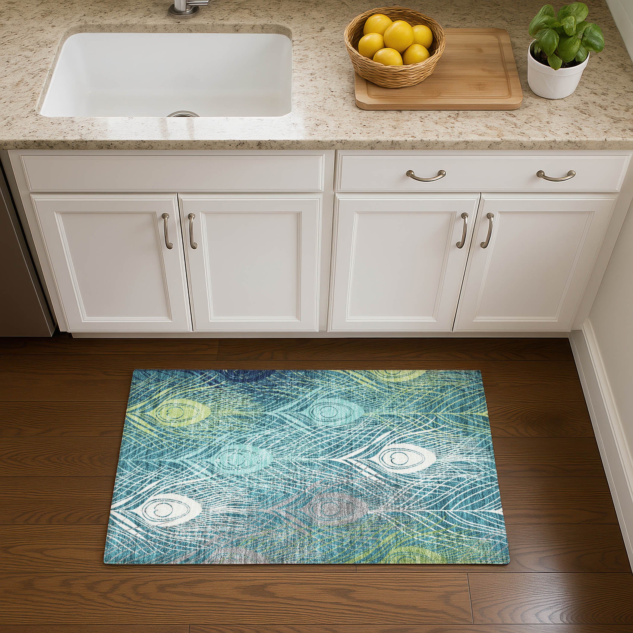 Zanzibar Machine Washable Transitional Teal Rug 1'8" x 2'6" #shape_Rectangle